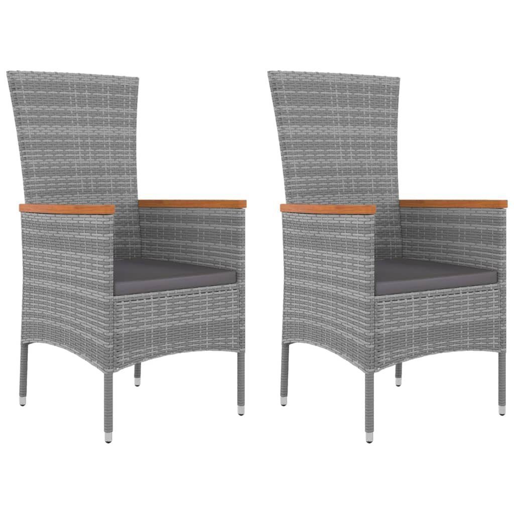 vidaXL Gartenlounge-Set 3-tlg. Garten-Lounge-Set Grau Poly Rattan & Massivholz, (3-tlg)