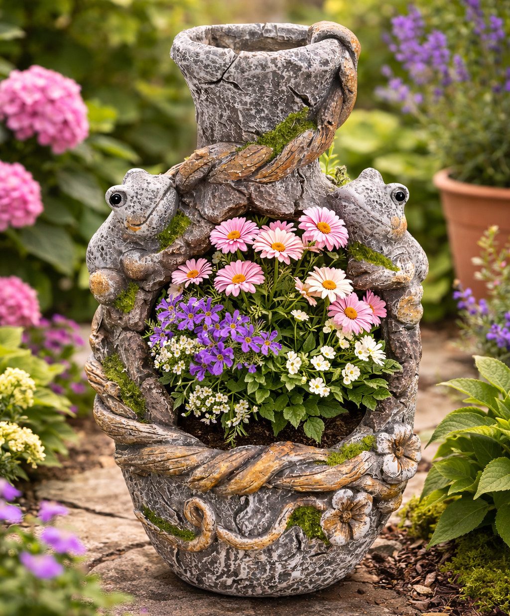 MF Pflanzkübel Pflanztopf Froschzauber Vase Grau Magnesia 37cm (1 St)