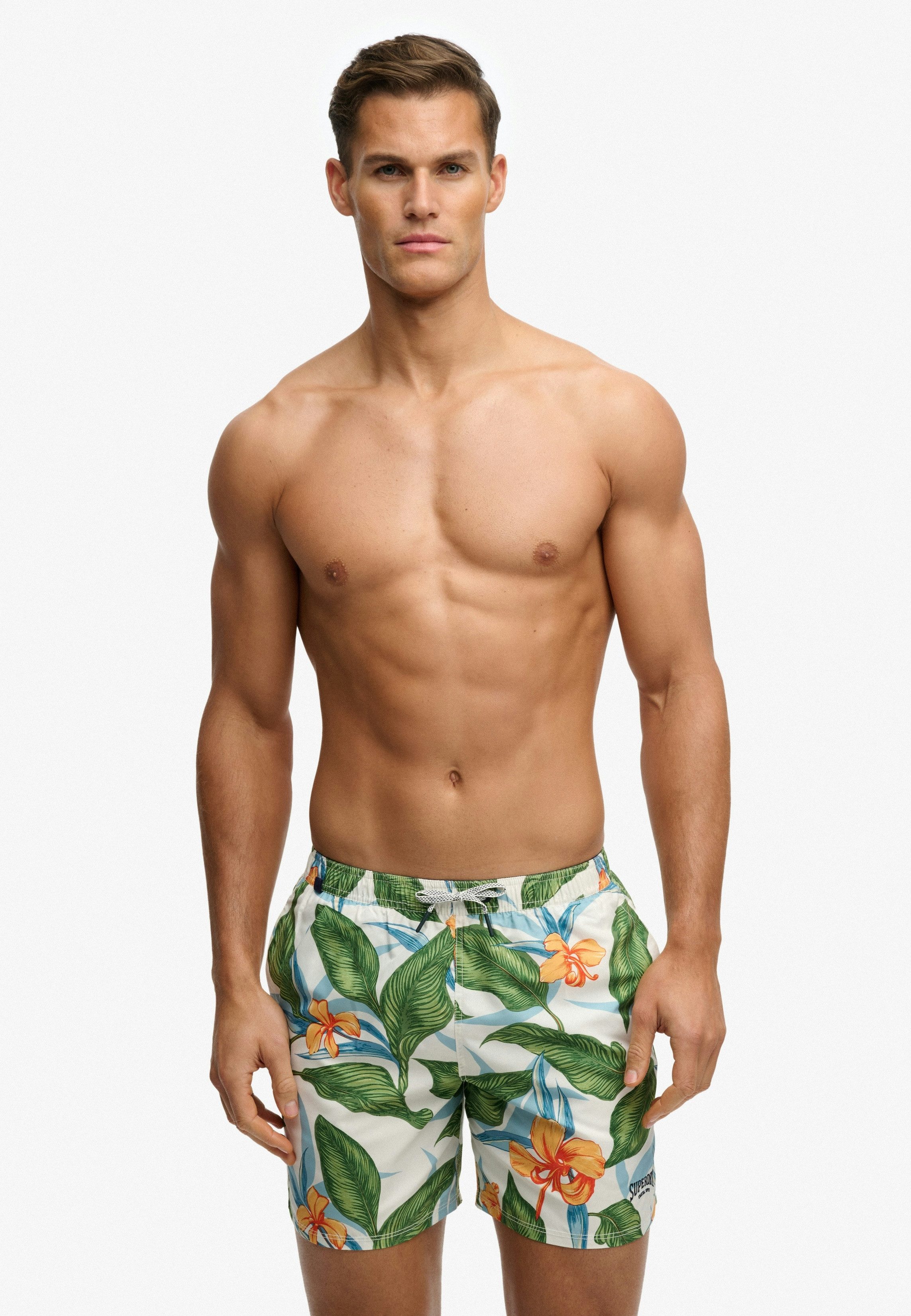 Superdry Badeshorts HAWAIIAN PRINT 16 SWIM SHORT Kunstfaser, relaxed fit
