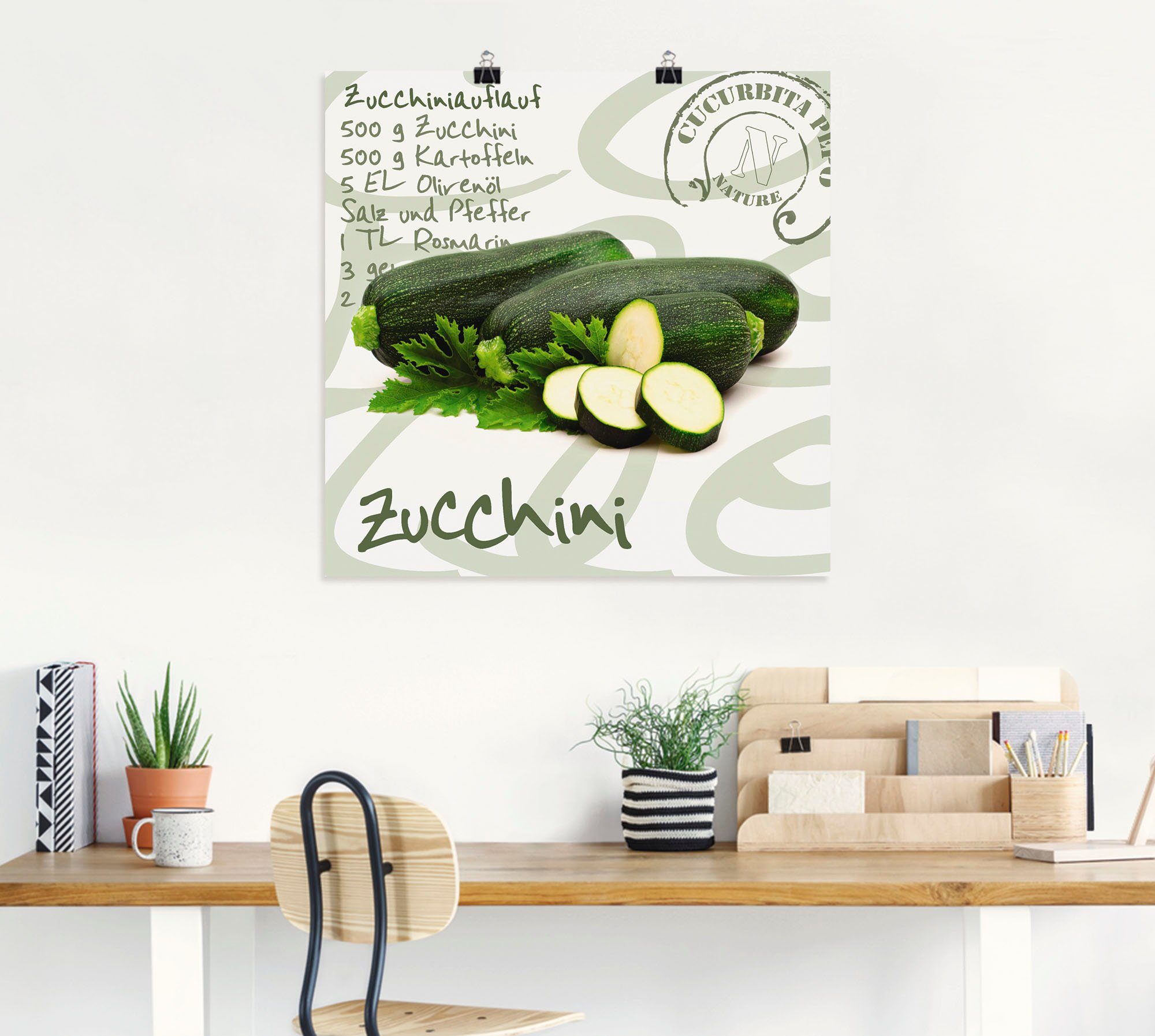 Alubild, Angeschnittene in als Zucchini, Lebensmittel (1 Größen Artland Wandaufkleber St), oder Poster versch. Leinwandbild, Wandbild