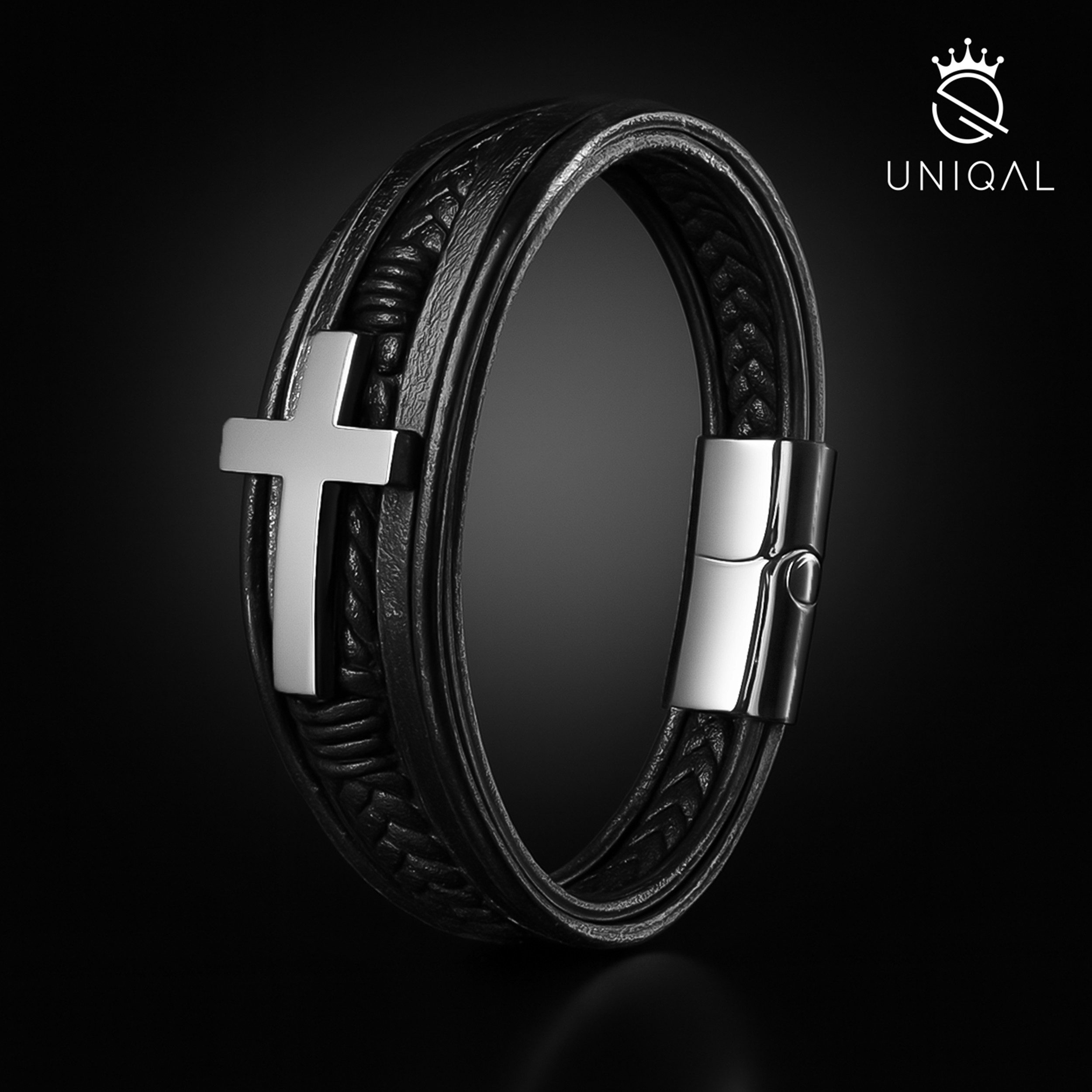 UNIQAL.de Lederarmband HEAVEN – Kreuzarmband aus Edelstahl, Symbol für Glau günstig online kaufen