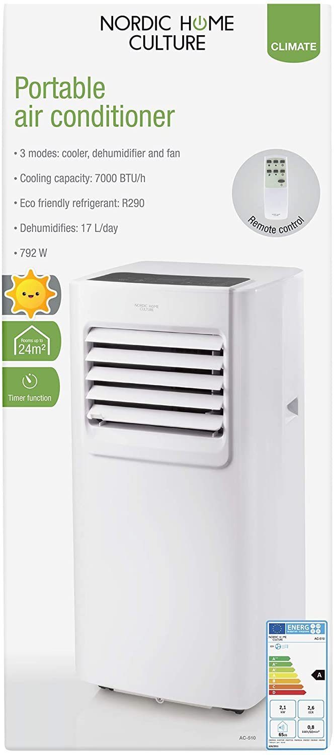 Klimaanlage, CULTURE HOME W 3 24 Kompakt-Küchenmaschine AC-510 NHC 7000 Mobile Geschwindigk, qm, 792 - zu BTU NORDIC bis