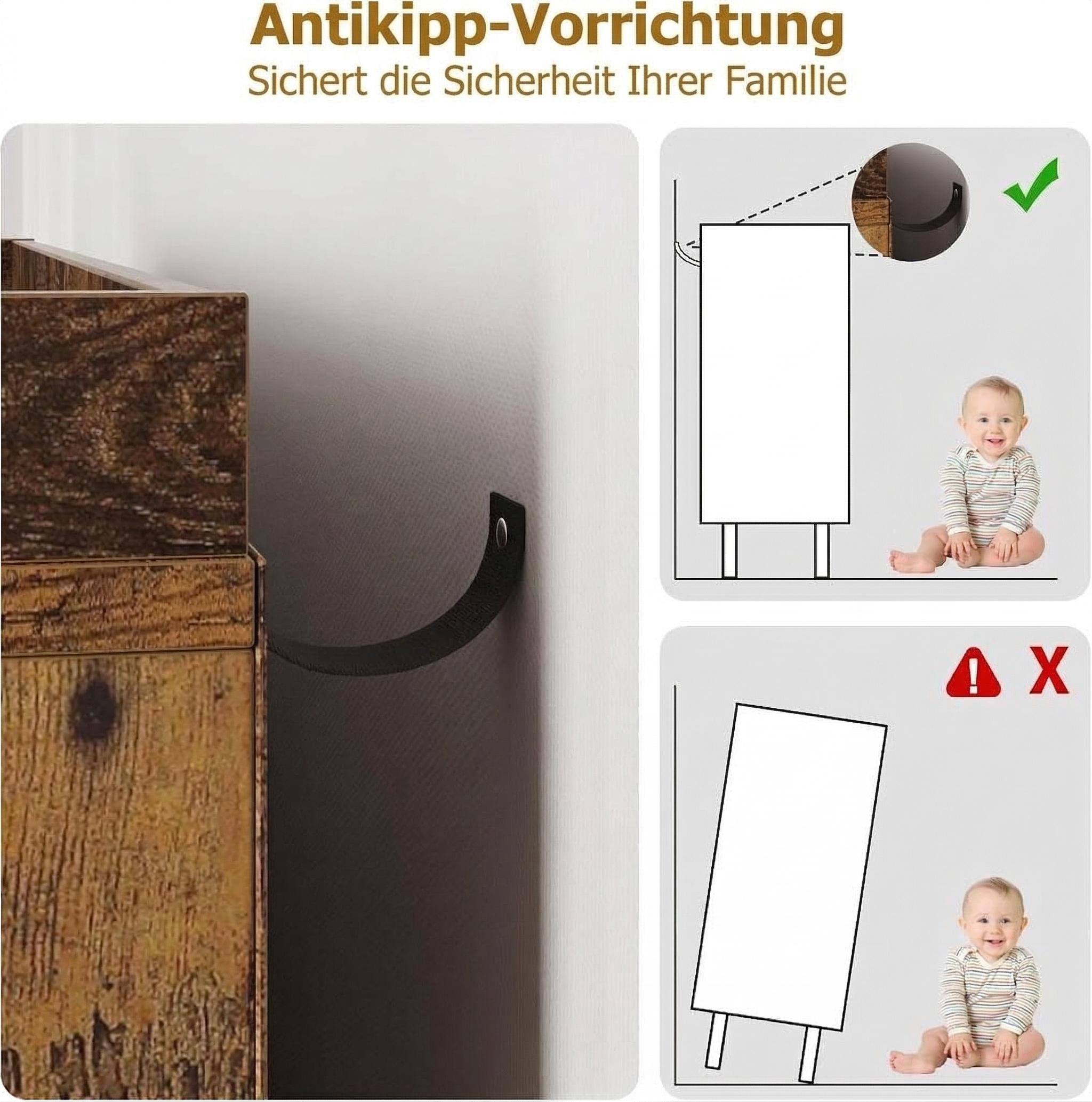 GarveeMore Schuhschrank aus Rattan mit 3 Klappschubladen und 4-stufiger Schuhschrank Schuhschrank mit verstellbaren Regalen für Eingang,Flur,Wohnzimmer