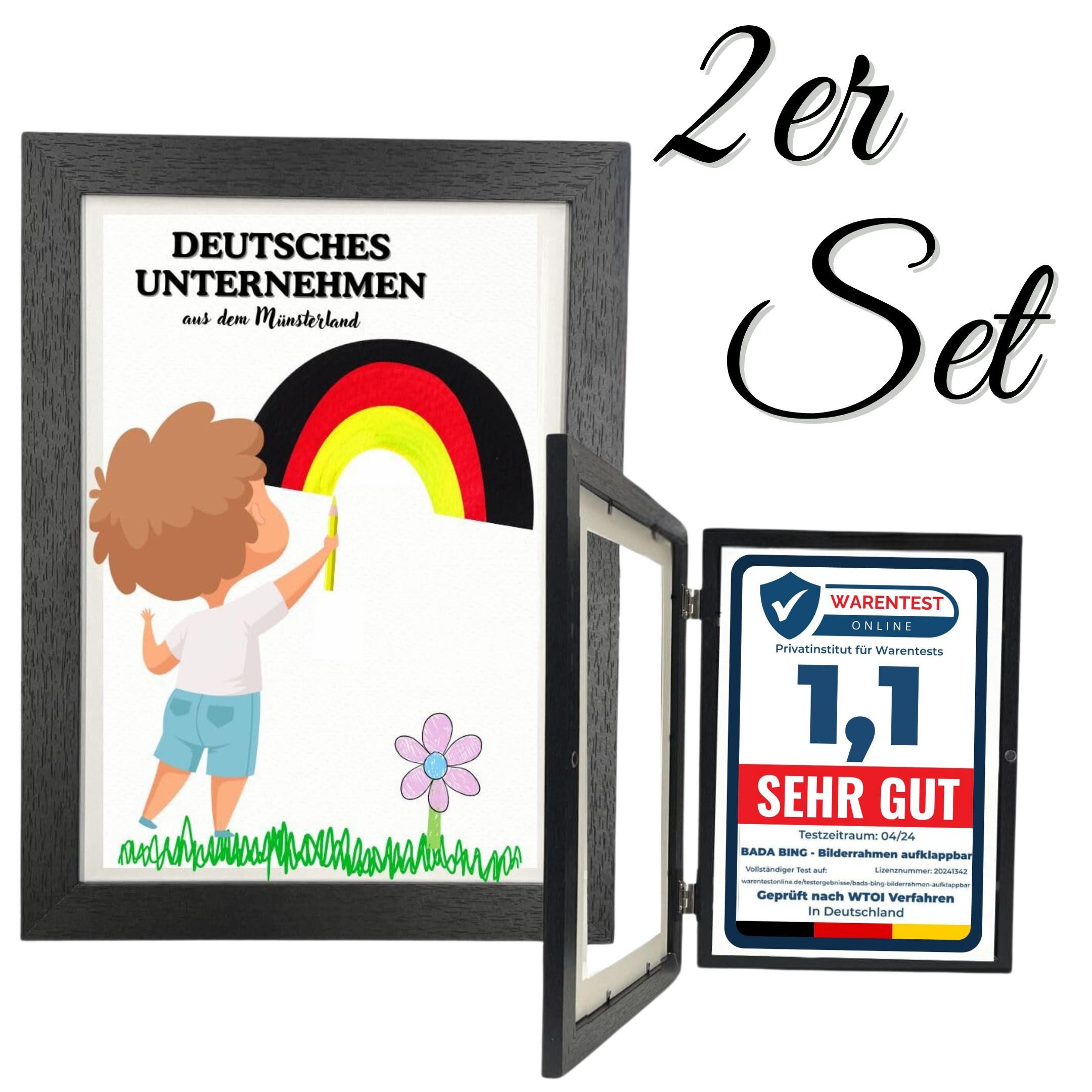 Bada Bing Bilderrahmen zum Basteln für Kinderbilder Aufbewahren von Bildern und Kinderzeichnungen, für 150 Bilder (2 St), 2er Set DIN A4, mit Magnetverschluss, Aufhängung für Horizontal und Vertikal