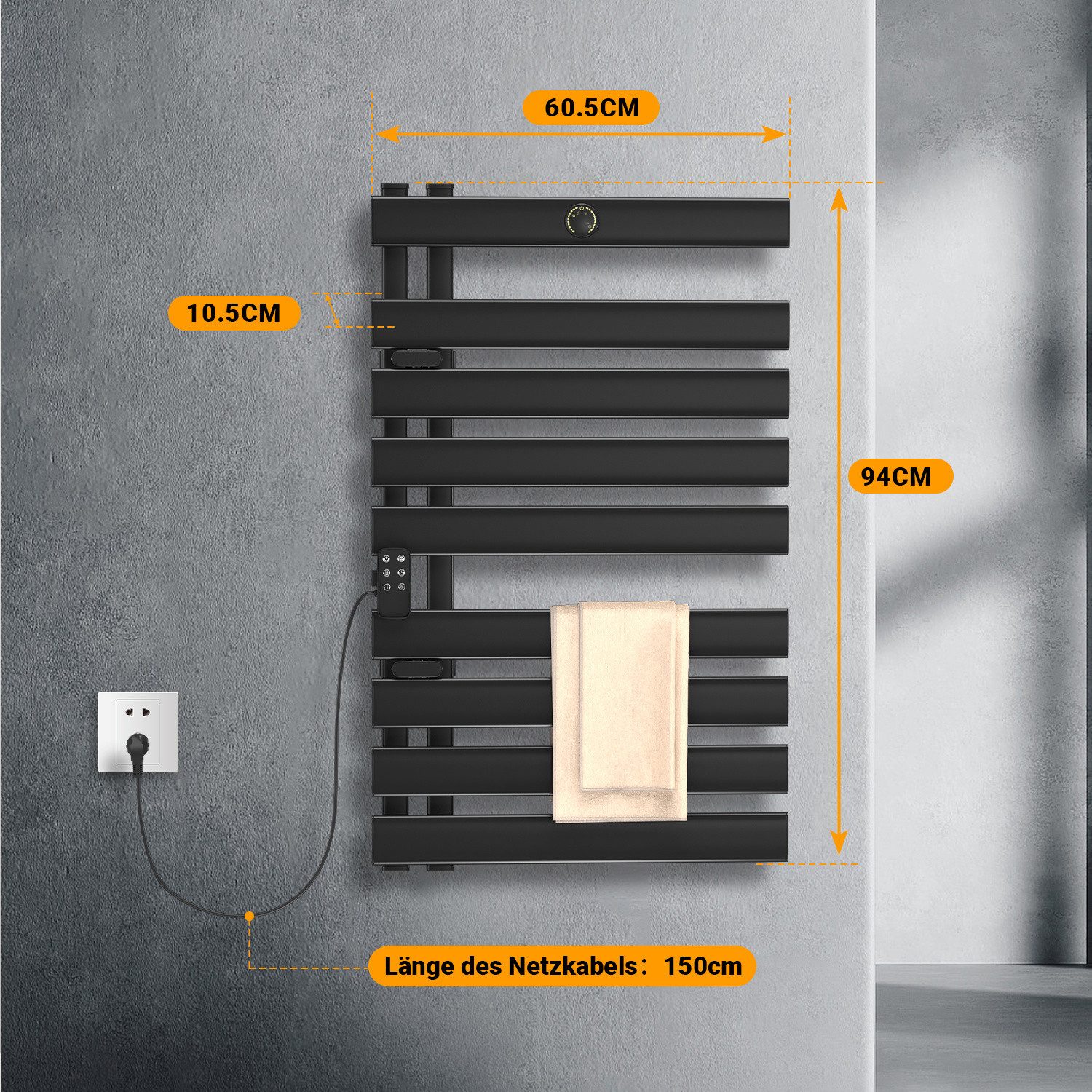 Clanmacy Badheizkörper Handtuchtrockner Elektrisch Handtuchwärmer 91x55cm günstig online kaufen