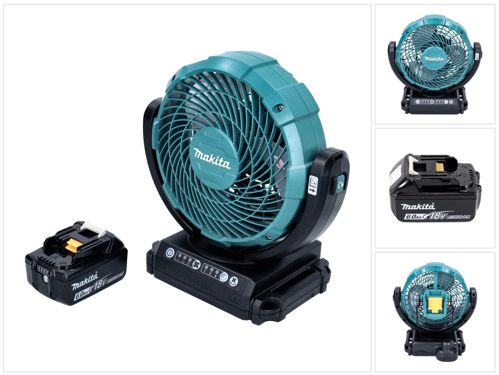 Makita Akku-Standventilator DCF 102 G1 Akku Ventilator Lüfter 18 V 18 cm + 1x Akku 6,0 Ah - ohne