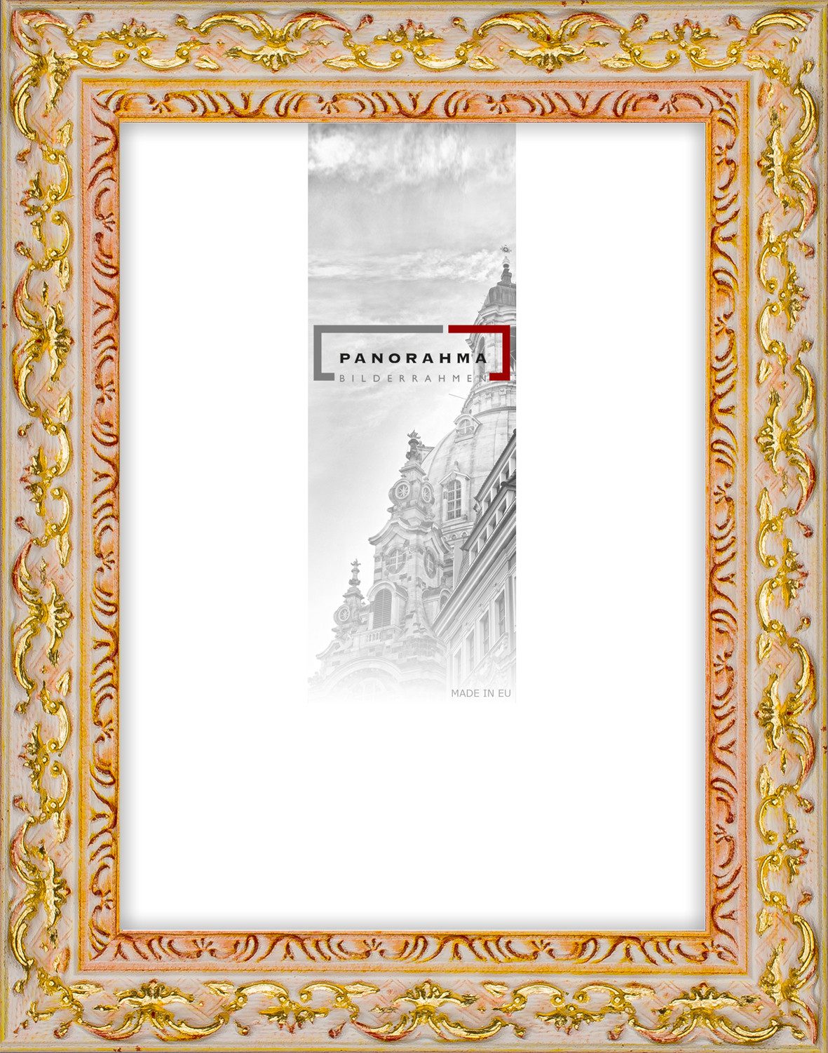 Panorahma Bilderrahmen Panorahma Holz-Bilderrahmen Barock Weiß-Gold-Rot 30x40 cm, 1 Rahmen