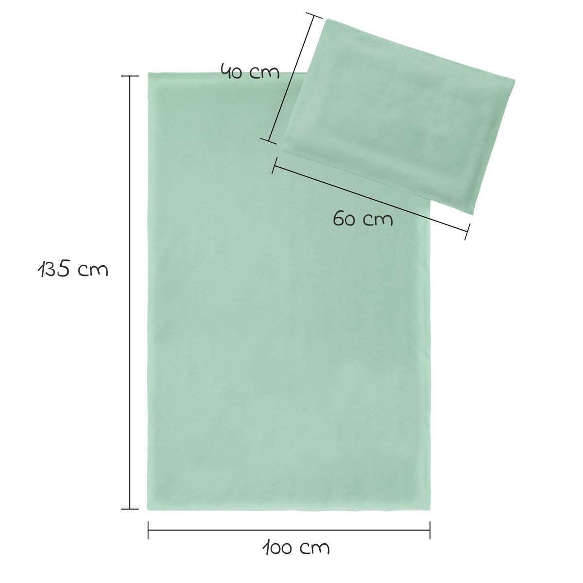 Makian Bettwäsche Uni - Icegreen, Baumwolle, Kinderbettwäsche Set 100x135 c günstig online kaufen