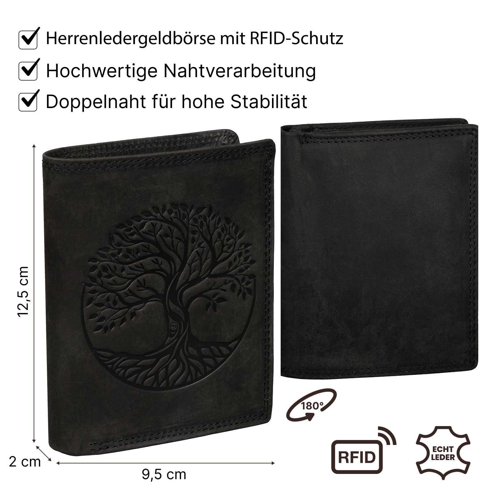 EAAKIE Geldbörse RFID Büffel Echt Leder Geldbörse Portemonnaie Herren mit Motiv, RFID Schutz
