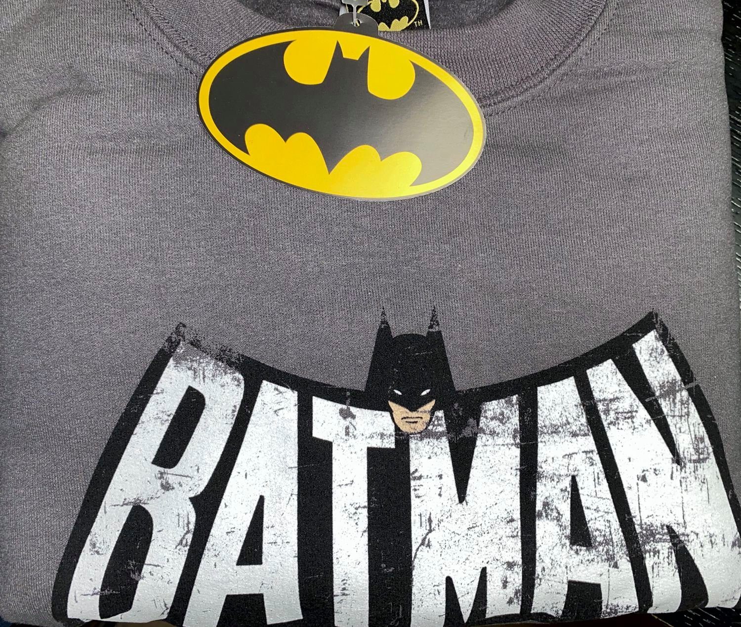 Batman Sweatshirt BATMAN SWEATSHIRT Gr. dunkelgrau Pulli solid Sweater Erwachsene Pullover XXL