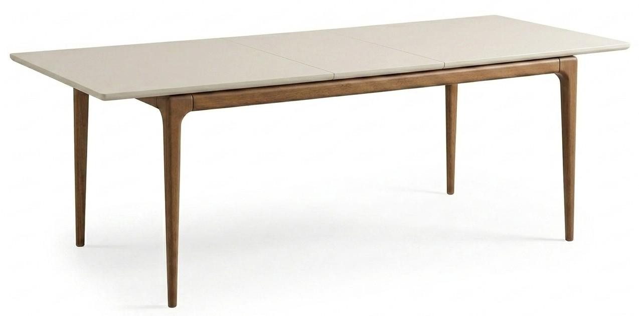 JVmoebel Esstisch Ausziehbarer Esstisch Modern Weiß Holz Metall Rechteckig (1-tlg)