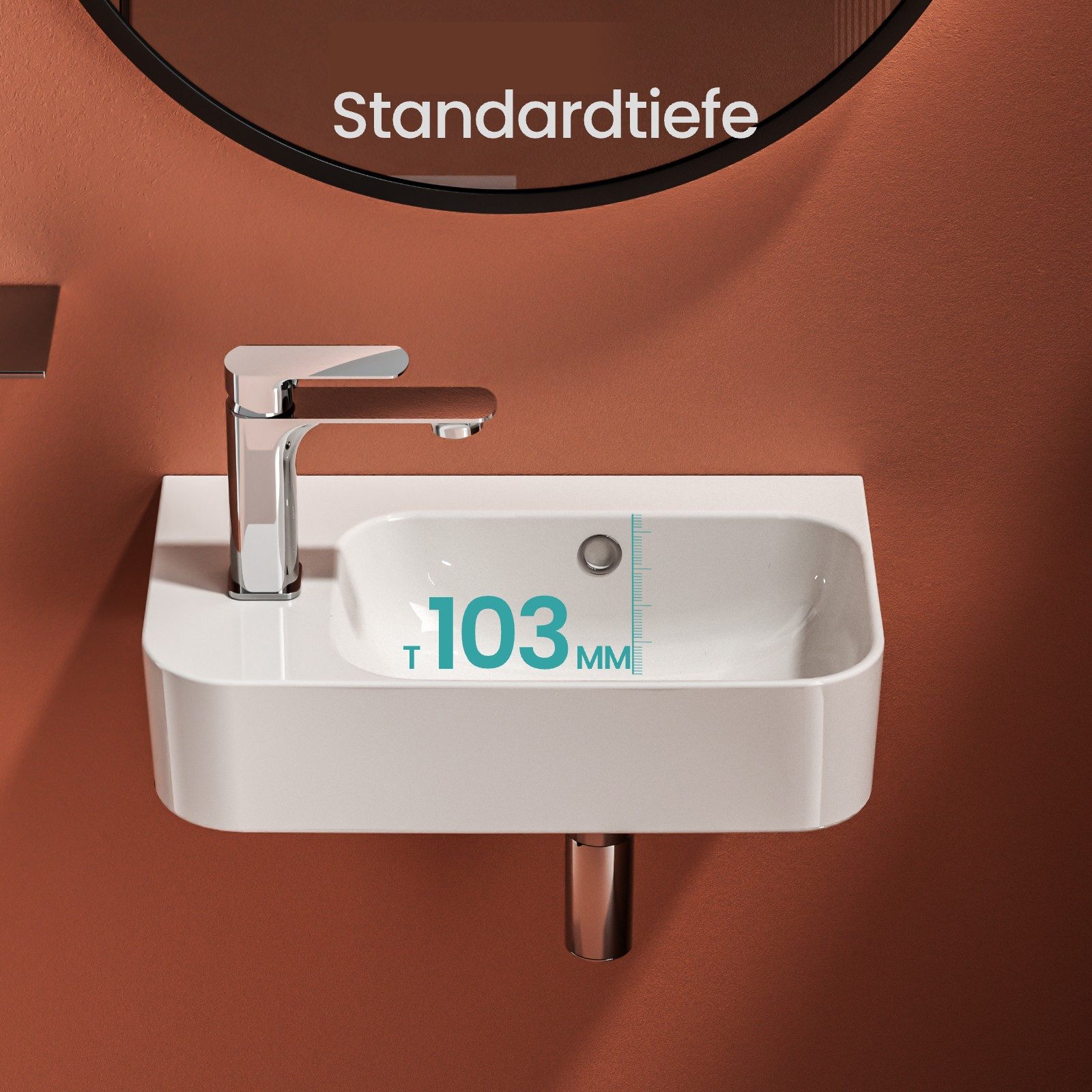 Thumbnail - EMKE Aufsatzwaschbecken Aufsatzwaschtisch Wandmontage Waschtisch für Badezimmer/Gäste-WC, mini waschbecken 45cm