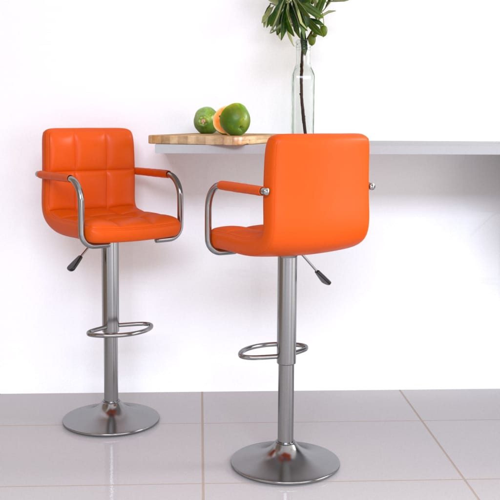 furnicato Barhocker 48x47x(90-111) cm in Orange mit verchromtem Stahlgestell (2 St)