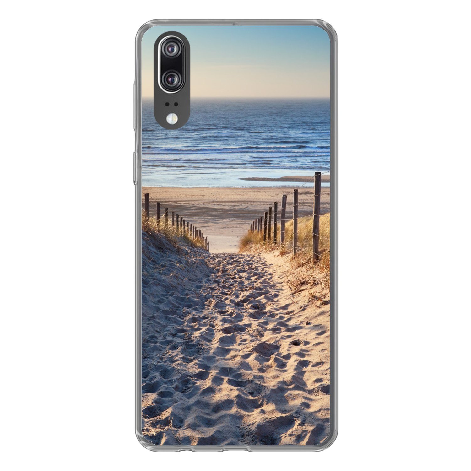 MuchoWow Handyhülle für Huawei P20 Strand - Meer - Niederlande - Dünen - Sonne, Handy Case, Silikon, Bumper Case Dünn