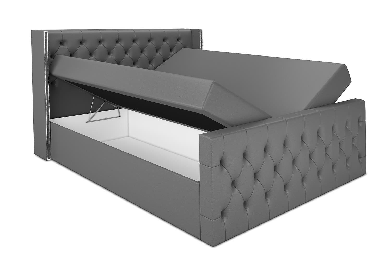 A&J MöbelLand GmbH Boxspringbett GRO mit 2 Bettkästen, Bonell-Matratze und Topper. (Boxspringbett mit Bettkasten und gepolstertem Kopfteil. Inclusive Topper !, TOP ANGEBOT), Länge 216 cm Höhe 106 cm