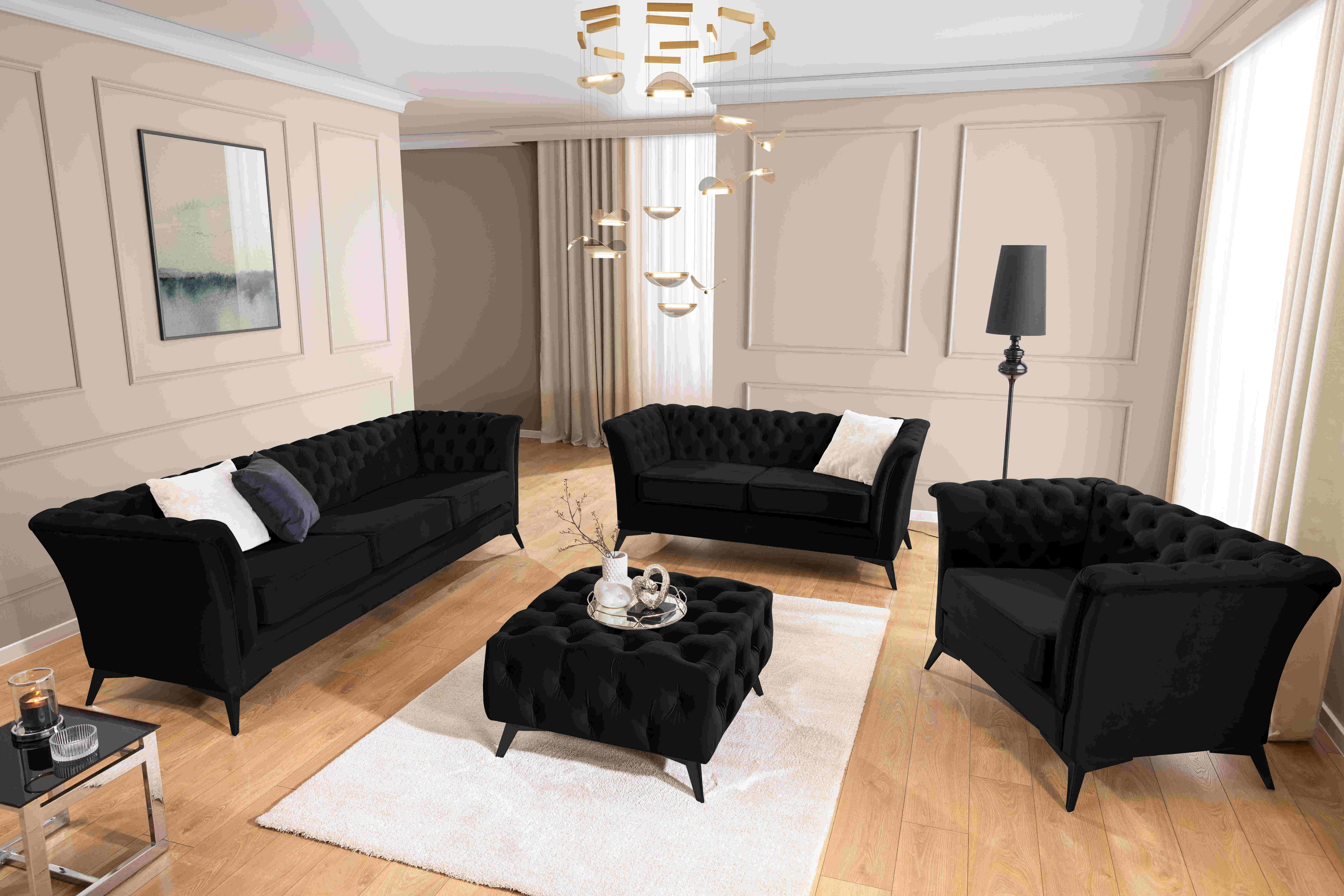 S-Style Möbel Polstergarnitur 3+2+1 Whitby, aus Samt mit goldenen, silberne günstig online kaufen