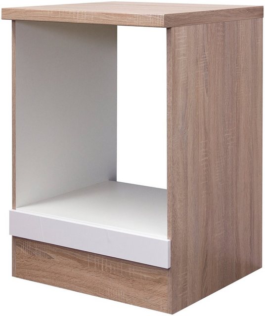Flex-Well Exclusiv Herd-Umbauschrank Valero 60 cm Hochglanz Weiß-Sonoma Eiche