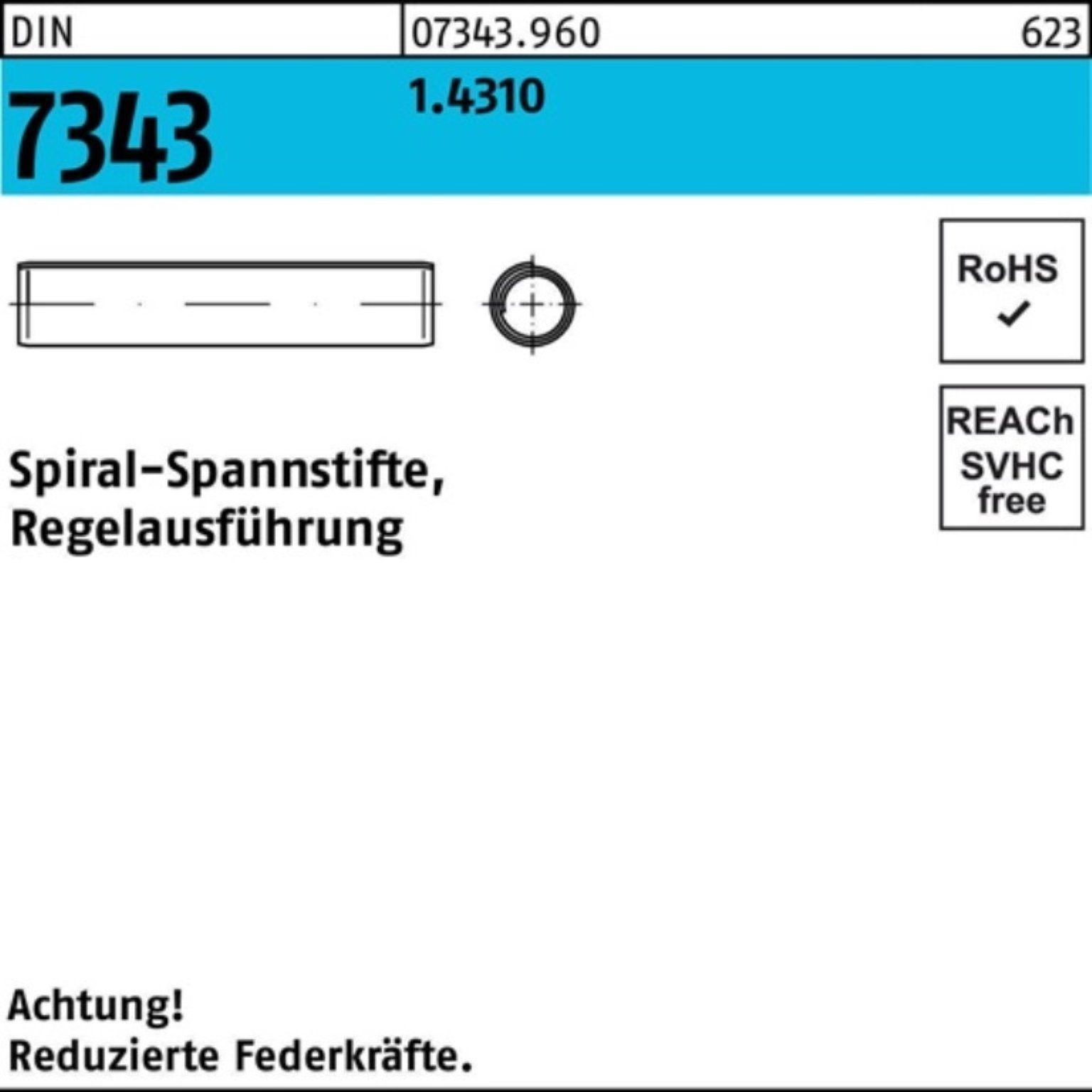 Reyher Spannstift 250er Pack Spiralspannstift 6 x 40 DIN 7343/ISO 8750 ...