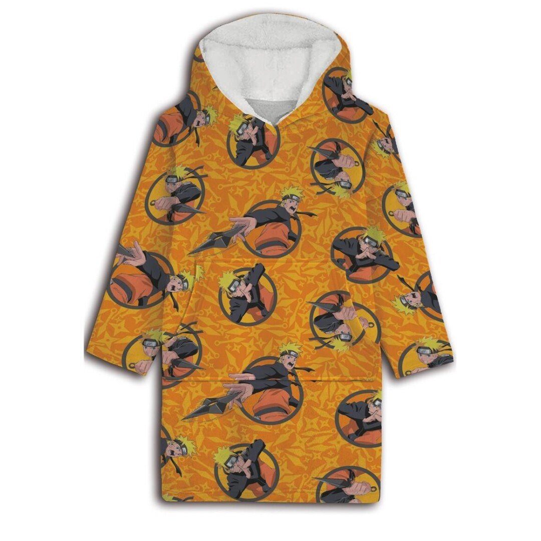 Naruto Sweatponcho Naruto Shipudden Herren Kuschelponcho Kuscheldecke mit Ärmeln Kapuze Tasche