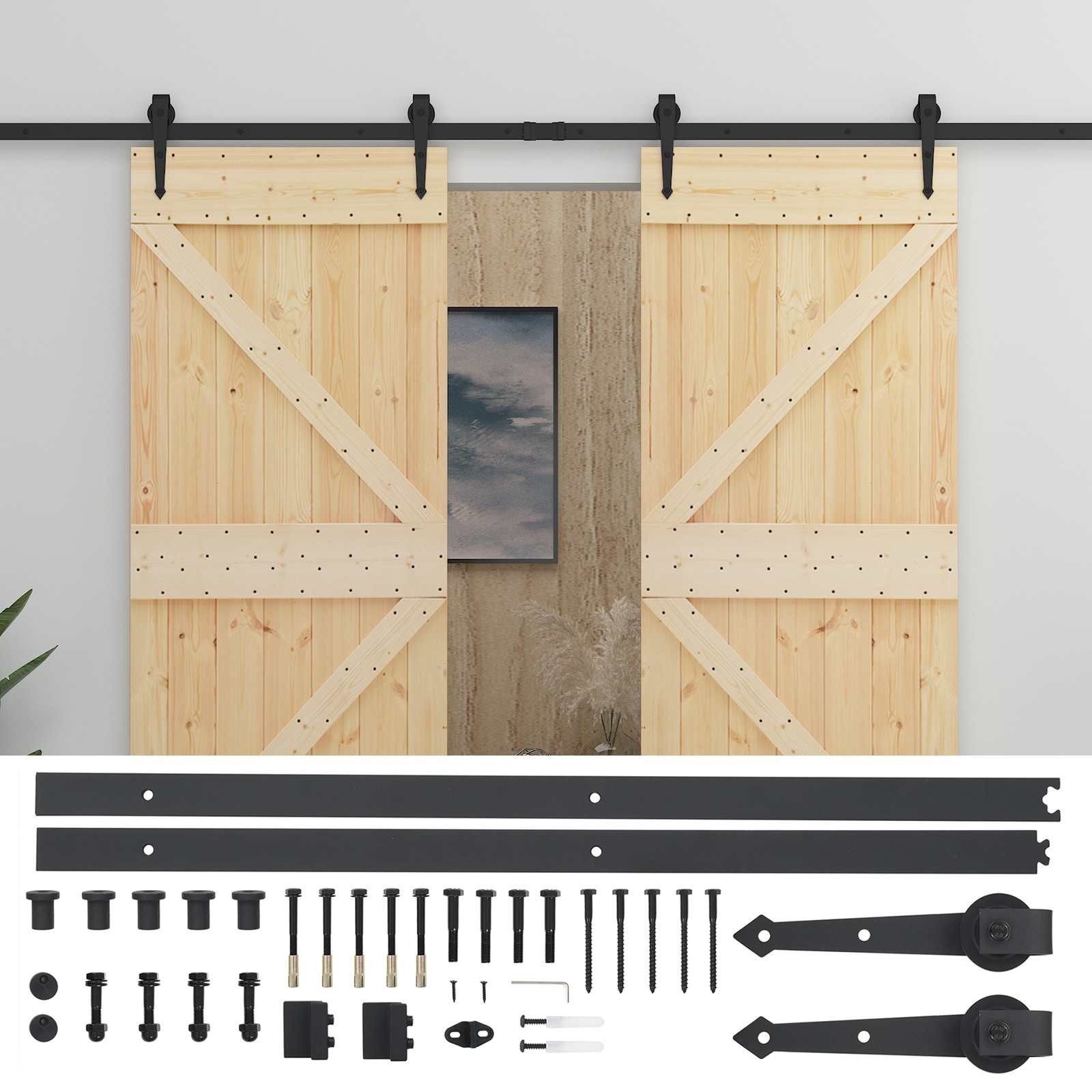 vidaXL Schiebetür Schiebetür 2 stk. 90 x 210 cm Massives Kiefernholz (2-St)