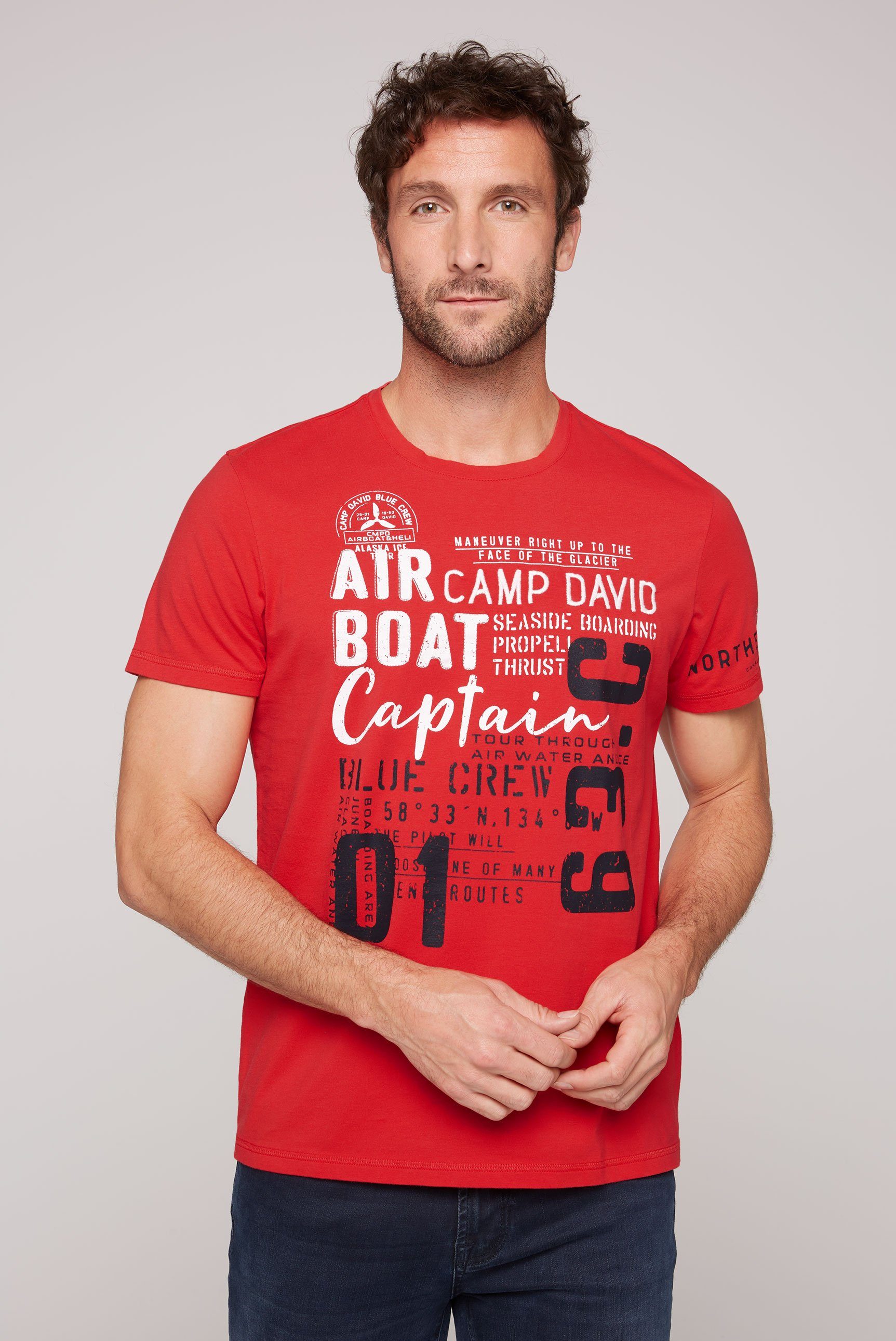 CAMP DAVID T-Shirt mit Logo-Artworks mission red