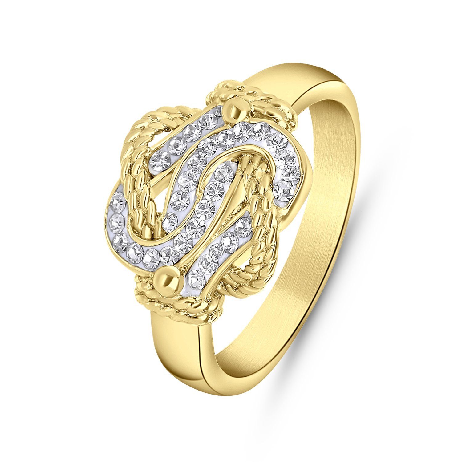 LUCARDI Fingerring Ring - Stahl - Gold - Kristall - Damen