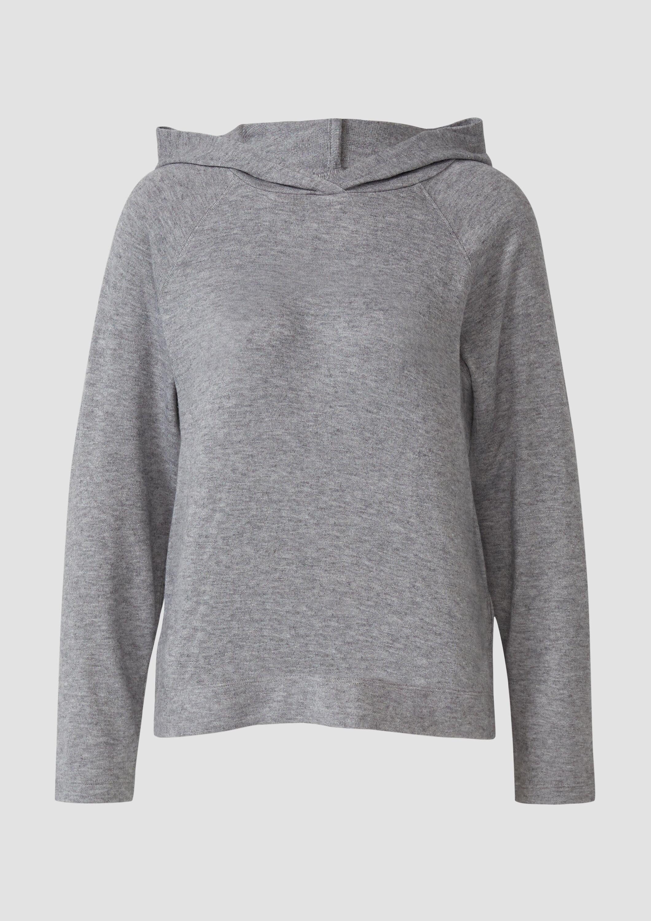 s.Oliver Longpullover T-Shirt Meliertes Longsleeve aus Stretchjersey mit Kapuze