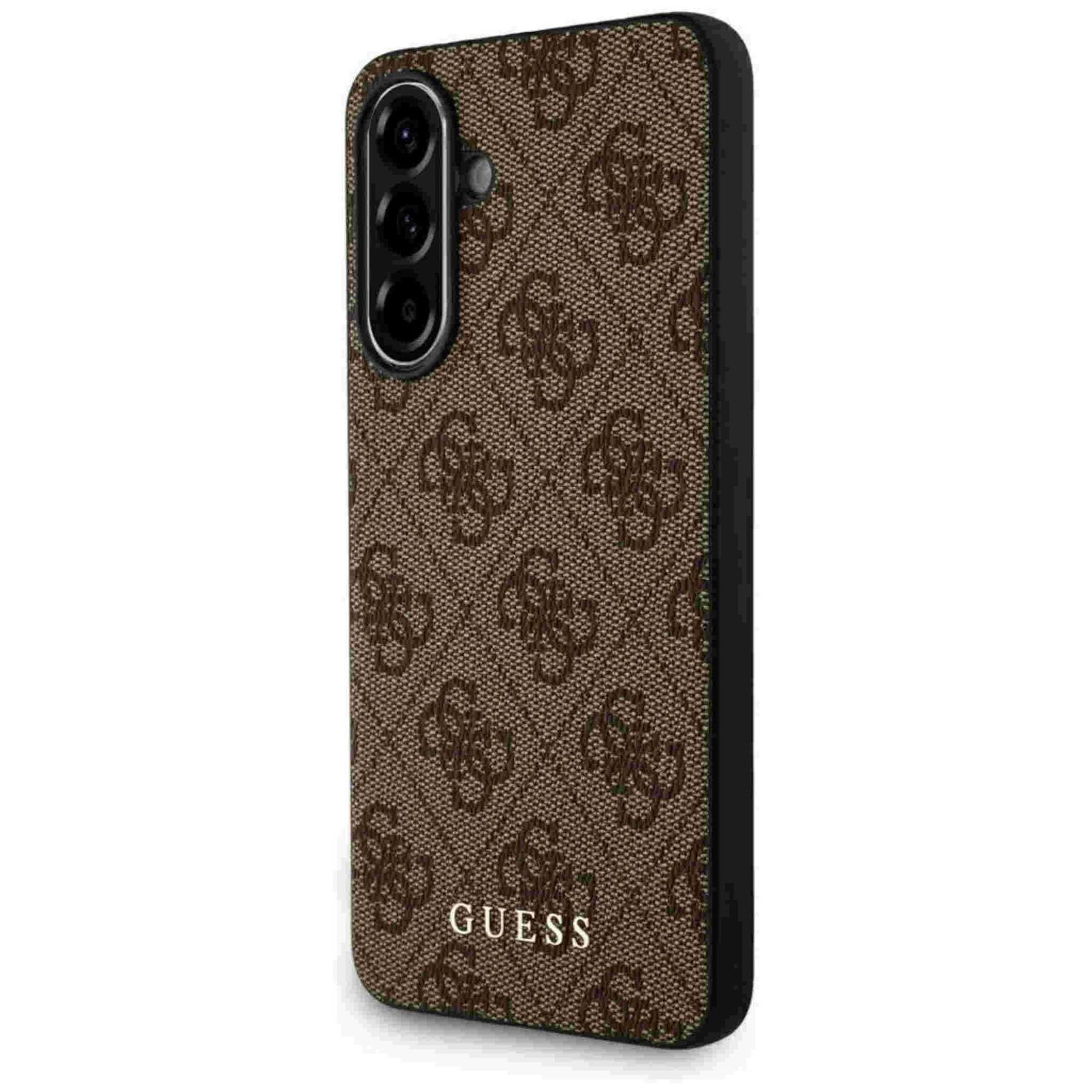 Guess Smartphone-Hülle Guess Samsung Galaxy A56 Metal Gold Logo Schutzhülle Case Etui Braun