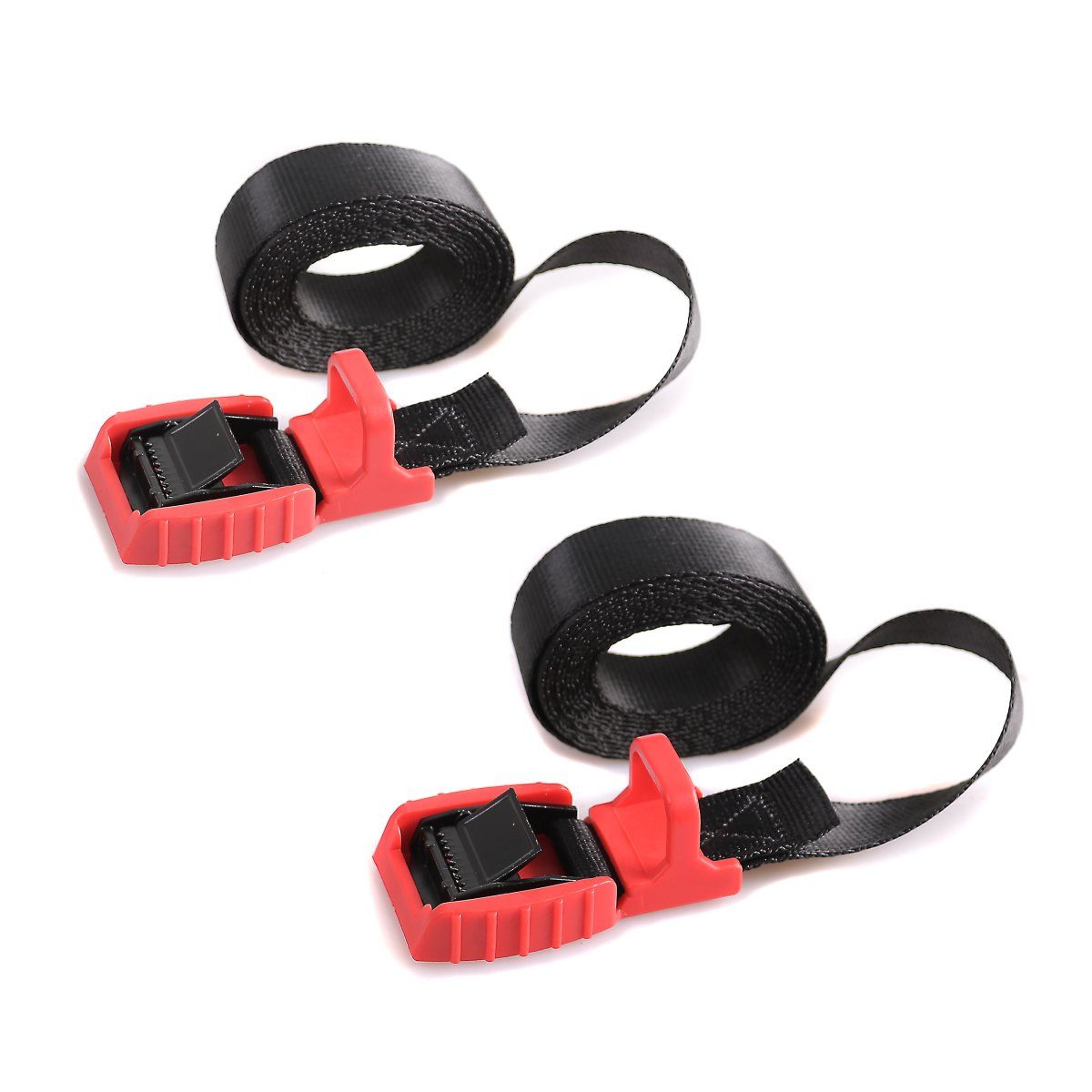 Spanngurt Motorrad Spanngurte mit Ratsche + Gummischnalle Set 2x schwarz-rot