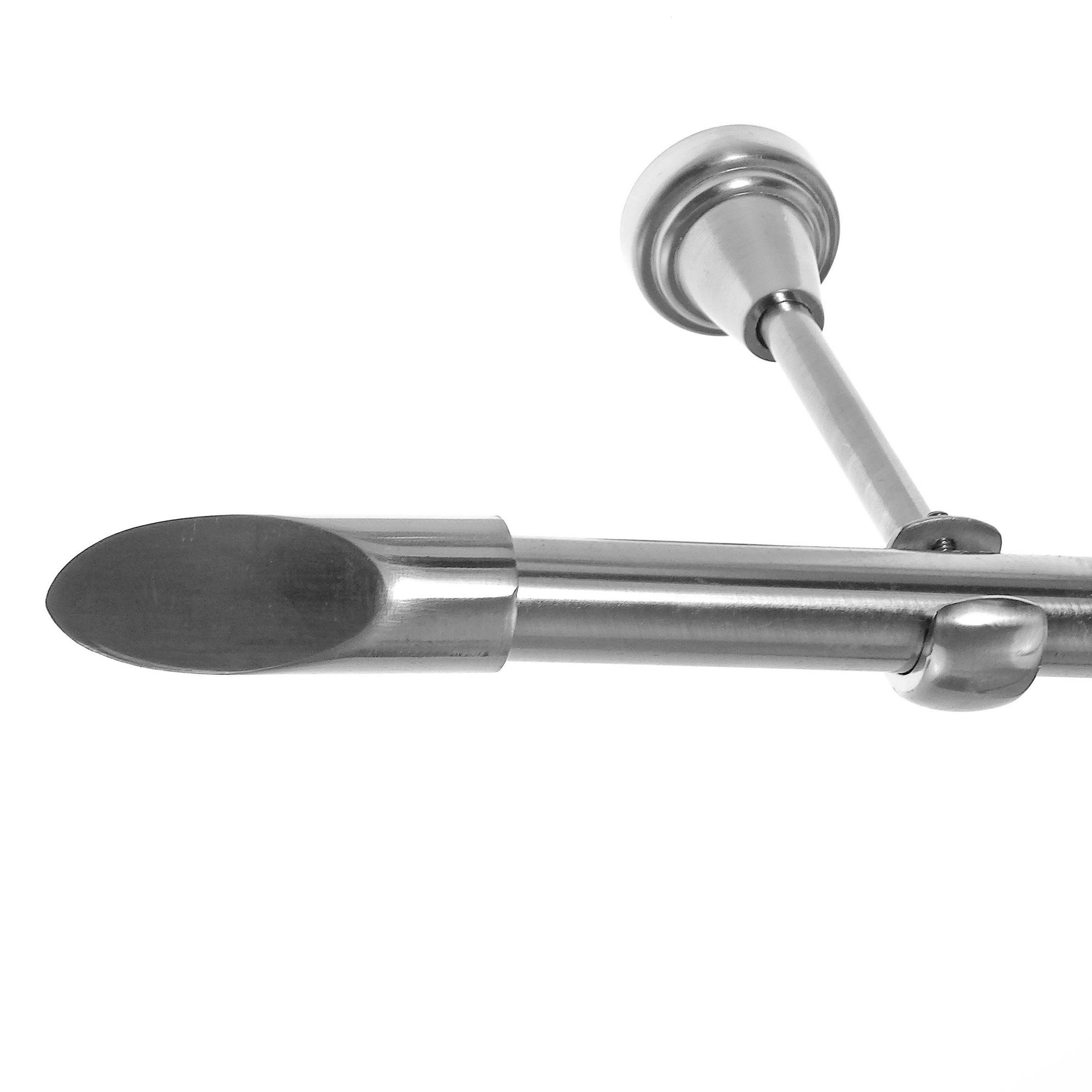 BASIT Gardinenstange Edelstahloptik 19mm mit Wandträgern 200 cm E66, Ø 19 mm, 1-läufig, verschraubt, Metall, H18 200 cm E66 Schräge