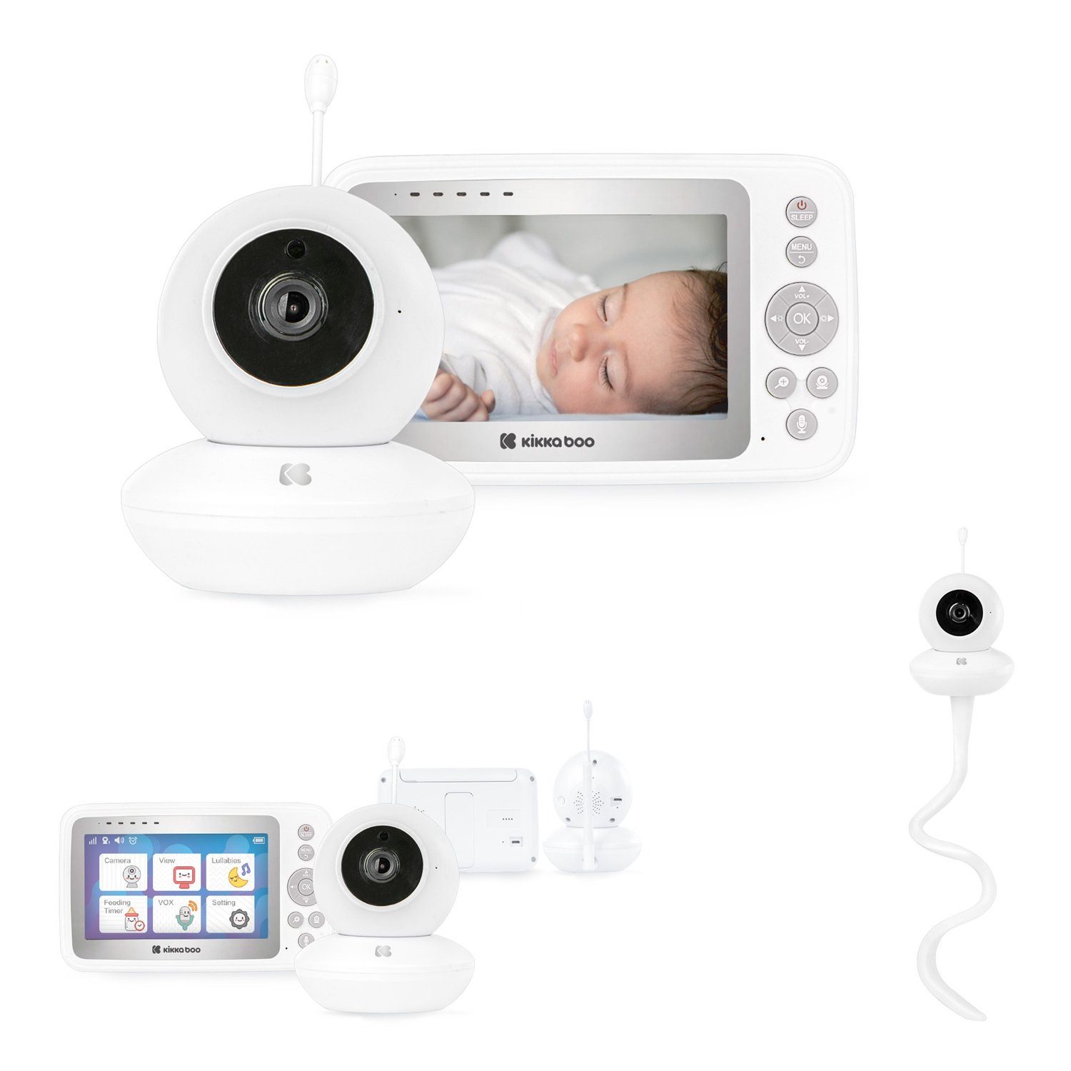 Kikkaboo Babyphone Aneres, FHSS-Technologie, Alarm Babyphone Schlaflieder, Nachtsicht,