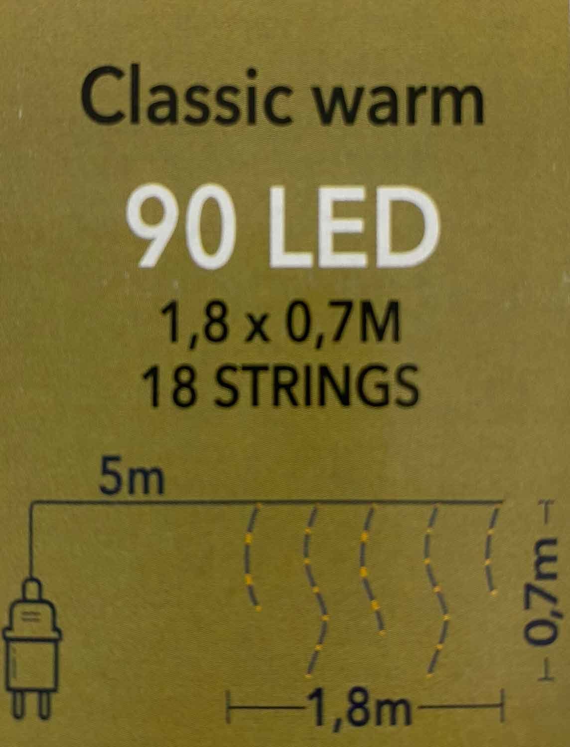 Bakker Eisregen LED für warmweiß LED BV Dachrinne 1,8m Deco 90 Coen LED-Lichterkette, 90-flammig,