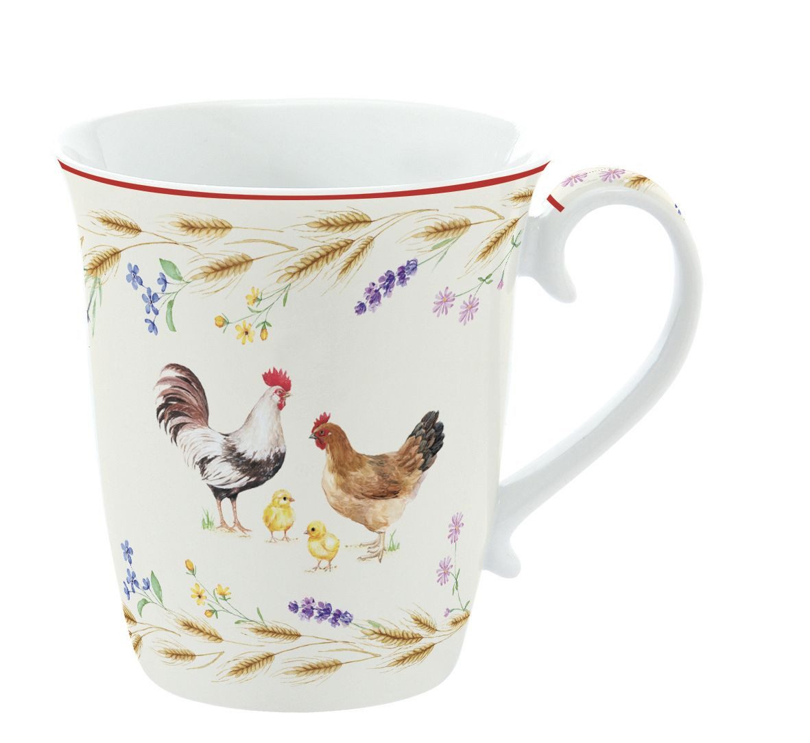 EasyLife Tasse Country Life, Porzellan, Spülmaschinengeeignet, Mehrfarbig, Hühner, H: 9.5cm