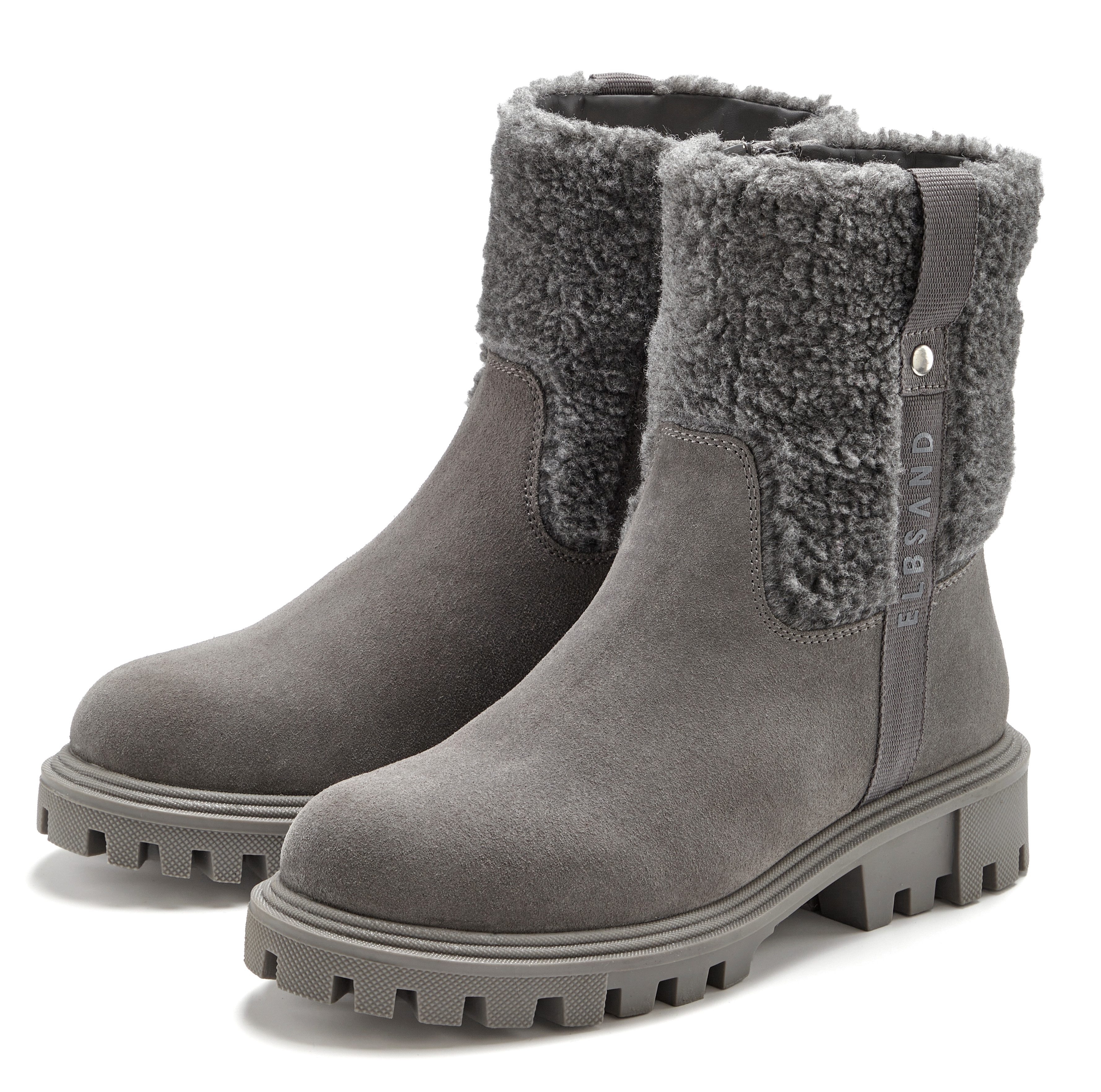 Elbsand Boots, Winterboots, Lederstiefelette, Lederboots, Winterstiefel Stiefelette NEU Stiefel aus Veloursleder mit Warmfutter und leichter Profilsohle