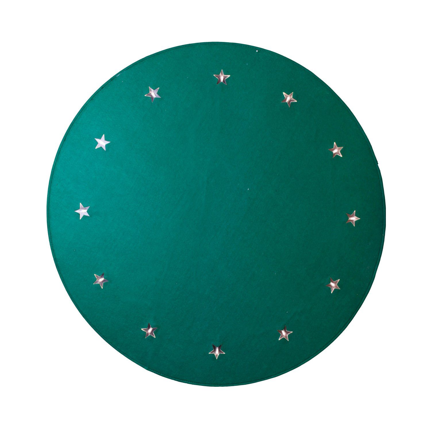 STAR TRADING Weihnachtsbaumdecke LED Weihnachtsbaumdecke Baumteppich Filz 12 warmweiße LED D:100cm grün