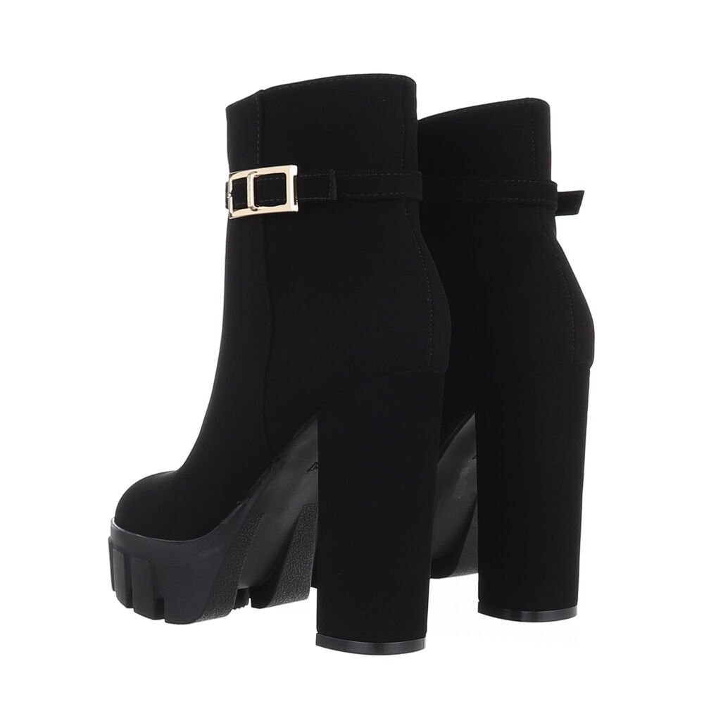 Ital-Design Damen Party & Clubwear Plateaustiefelette (84989638) Blockabsatz High-Heel Stiefeletten in Schwarz