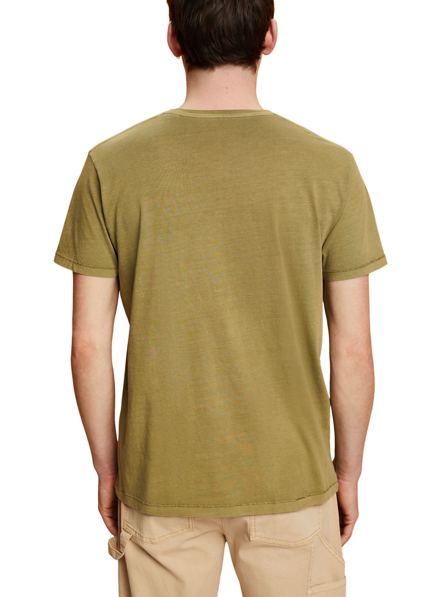 edc OLIVE 100 % by T-Shirt T-Shirt (1-tlg) Baumwolle Washed-Look, Esprit im