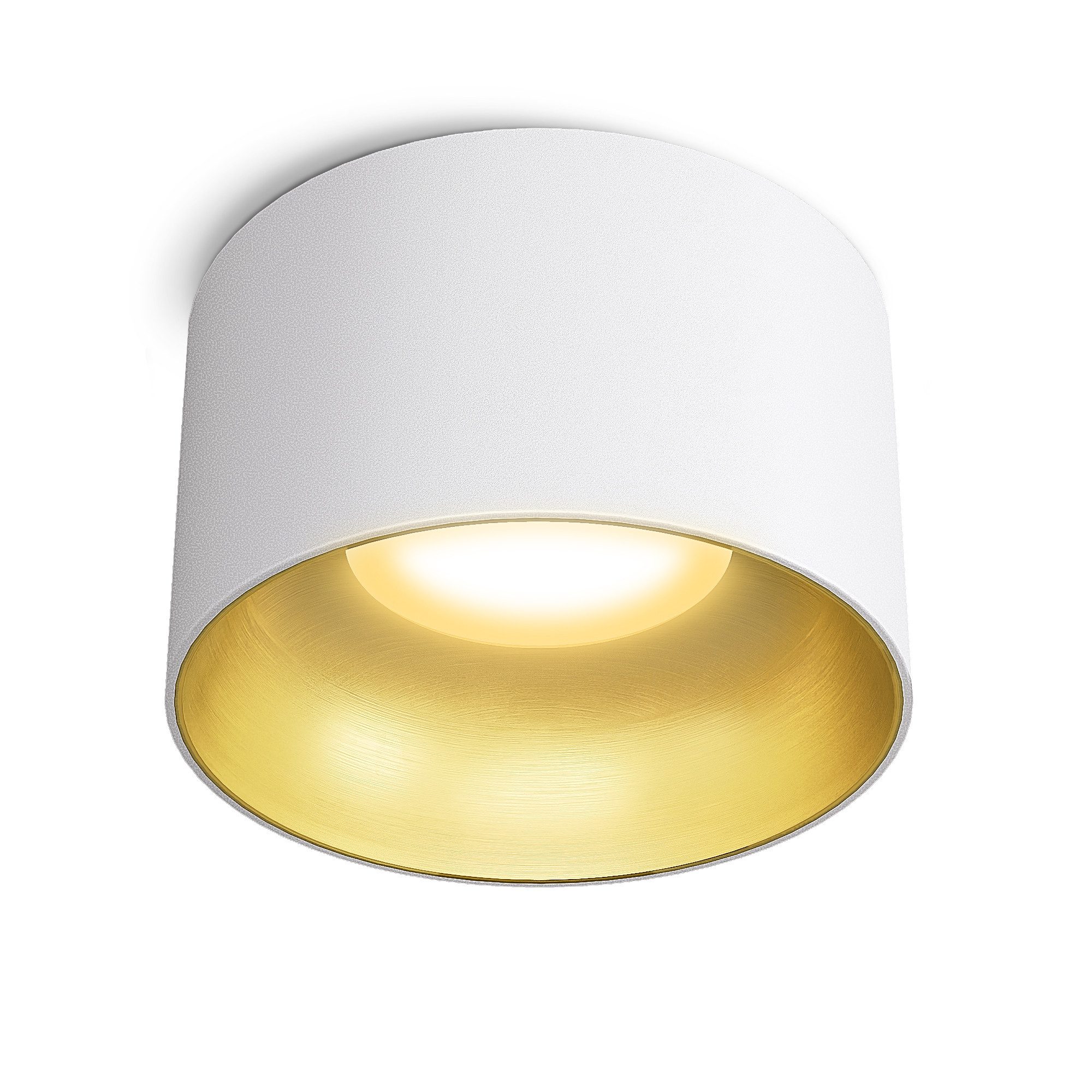 SSC-LUXon LED Aufbaustrahler BAHIO Downlight Spot dimmbar weiß / gold inkl. LED Modul 4W warmweiß, Warmweiß bis Tageslicht