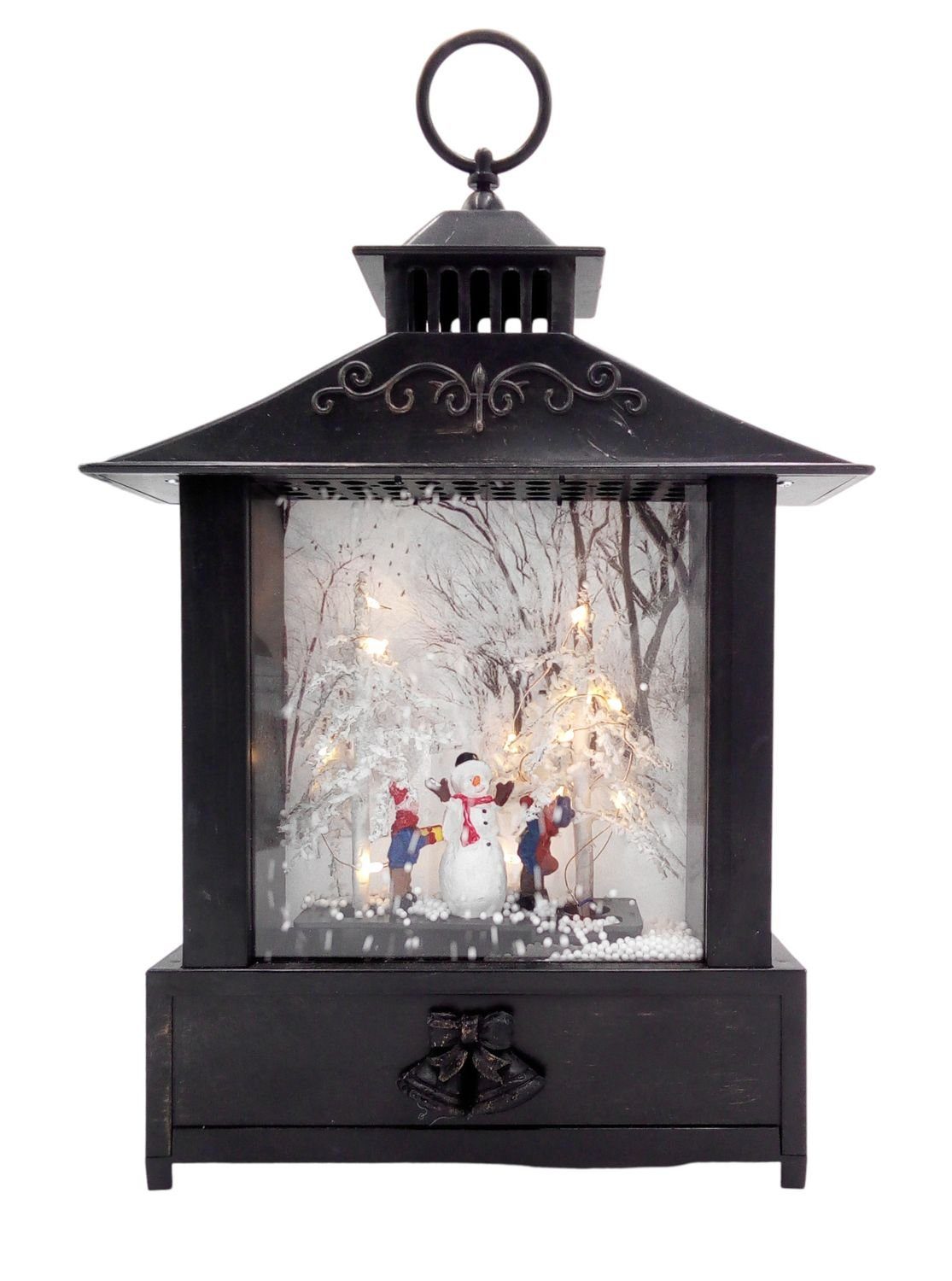 BURI Kerzenlaterne LED-Laterne Schneemann mit Hund oder Kinder im Schnee Weihnachtsdeko D | Kerzenhalter