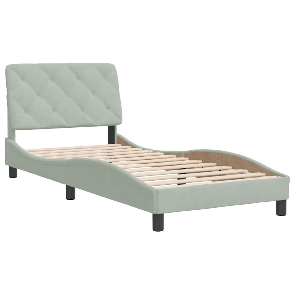 vidaXL Bett Bettgestell ohne Matratze Hellgrau 90x190 cm Samt