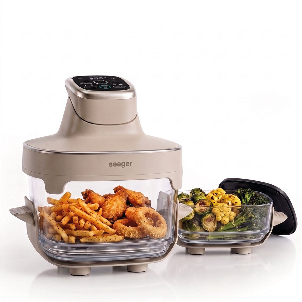 Seeger Heißluftfritteuse, 1500 W, 2,5L + 4,5L Glasbehälter