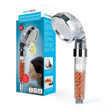 EASYmaxx Handbrause Wellnesskopf inkl. Mineralperlen 30% Wasser sparen, Regenschauer