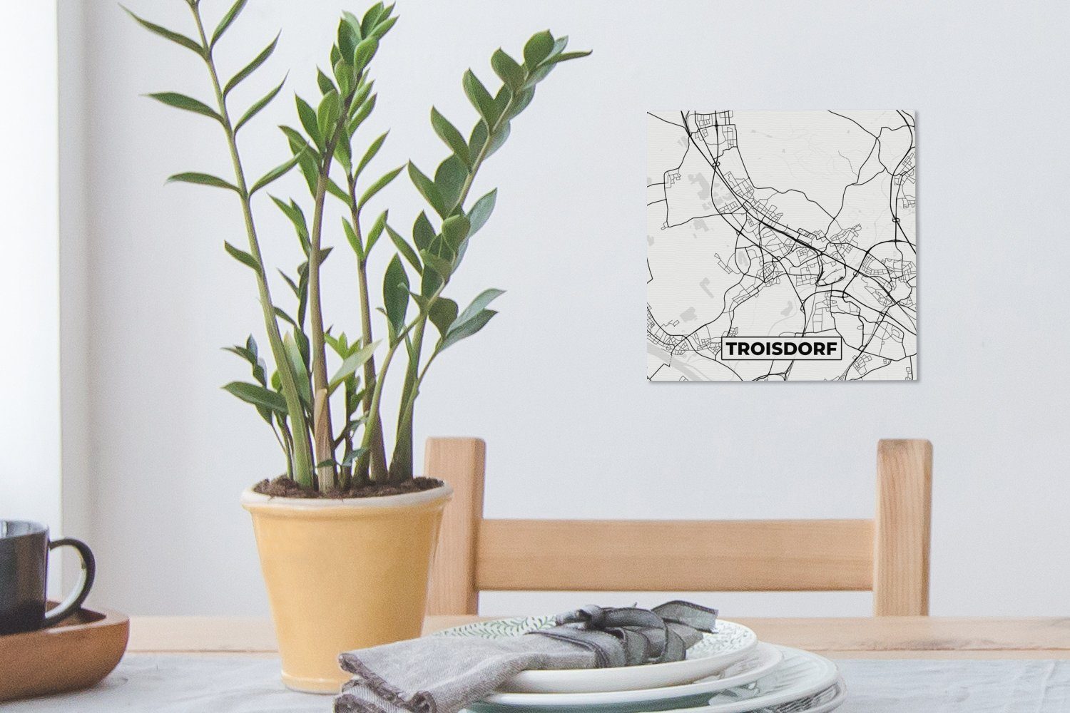 Leinwandbild Leinwand - Karte Troisdorf St), OneMillionCanvasses® für (1 - Bilder Schlafzimmer Stadtplan, Wohnzimmer