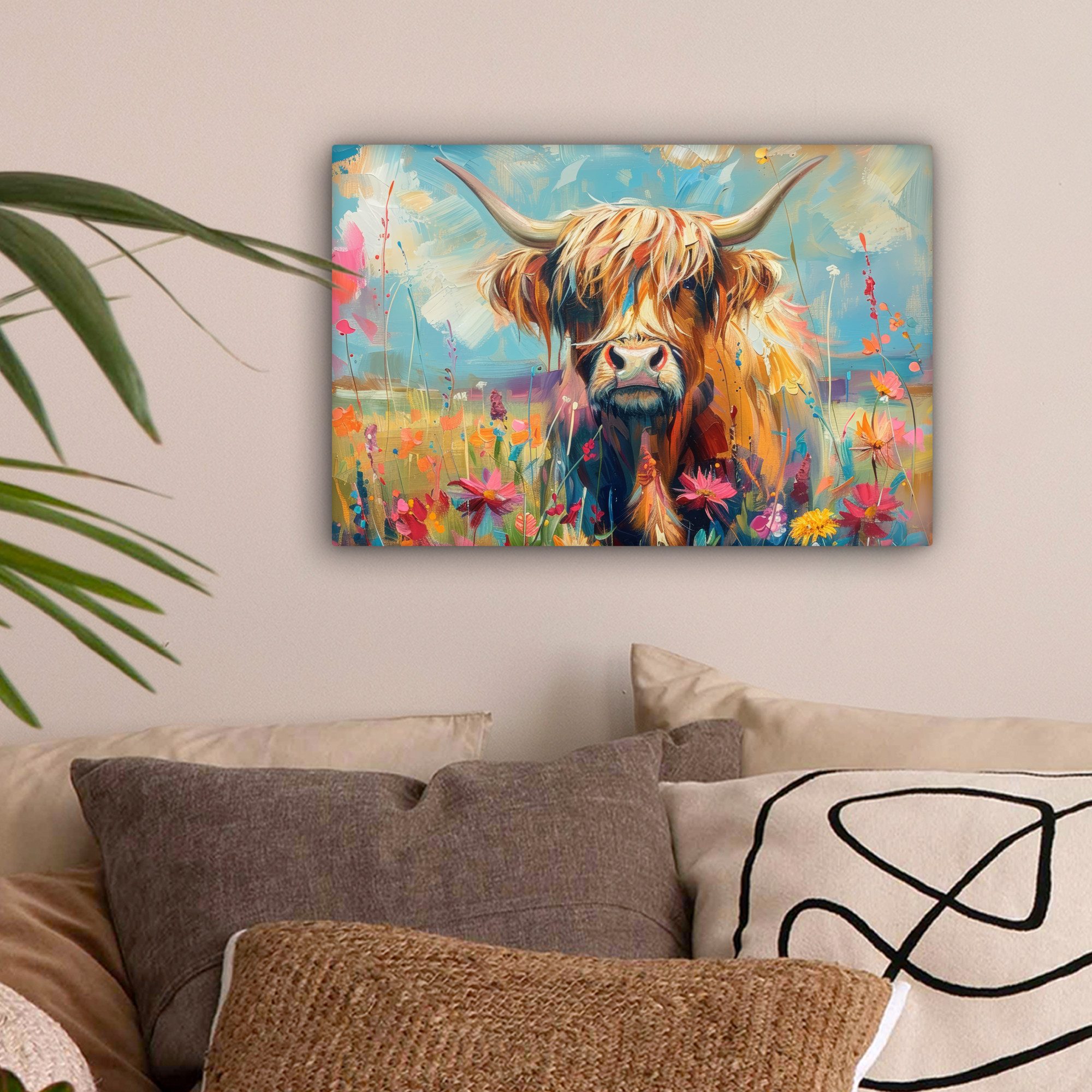 OneMillionCanvasses® Leinwandbild Schottische Hochländer - Natur - Farbenfr günstig online kaufen