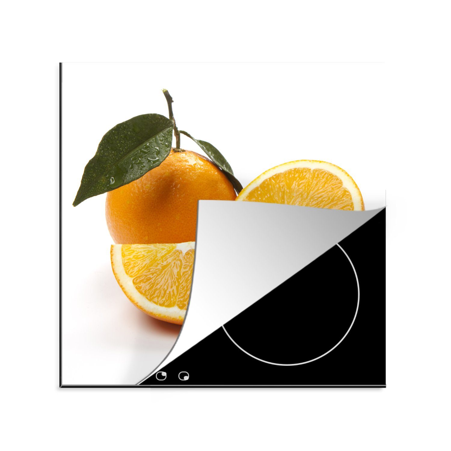 Frucht tlg), cm, küche Vinyl, (1 Herdblende-/Abdeckplatte Blatt, MuchoWow - 78x78 Ceranfeldabdeckung, Orange Arbeitsplatte - für