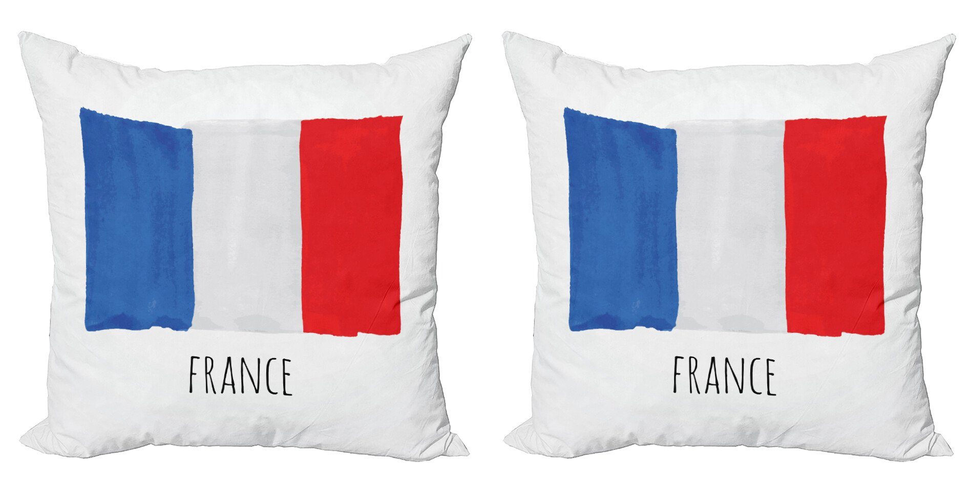 Kissenbezüge Modern Accent Doppelseitiger Digitaldruck, Abakuhaus (2 Stück), Frankreich Simplistic Aquarell-Flagge | Kissenbezüge