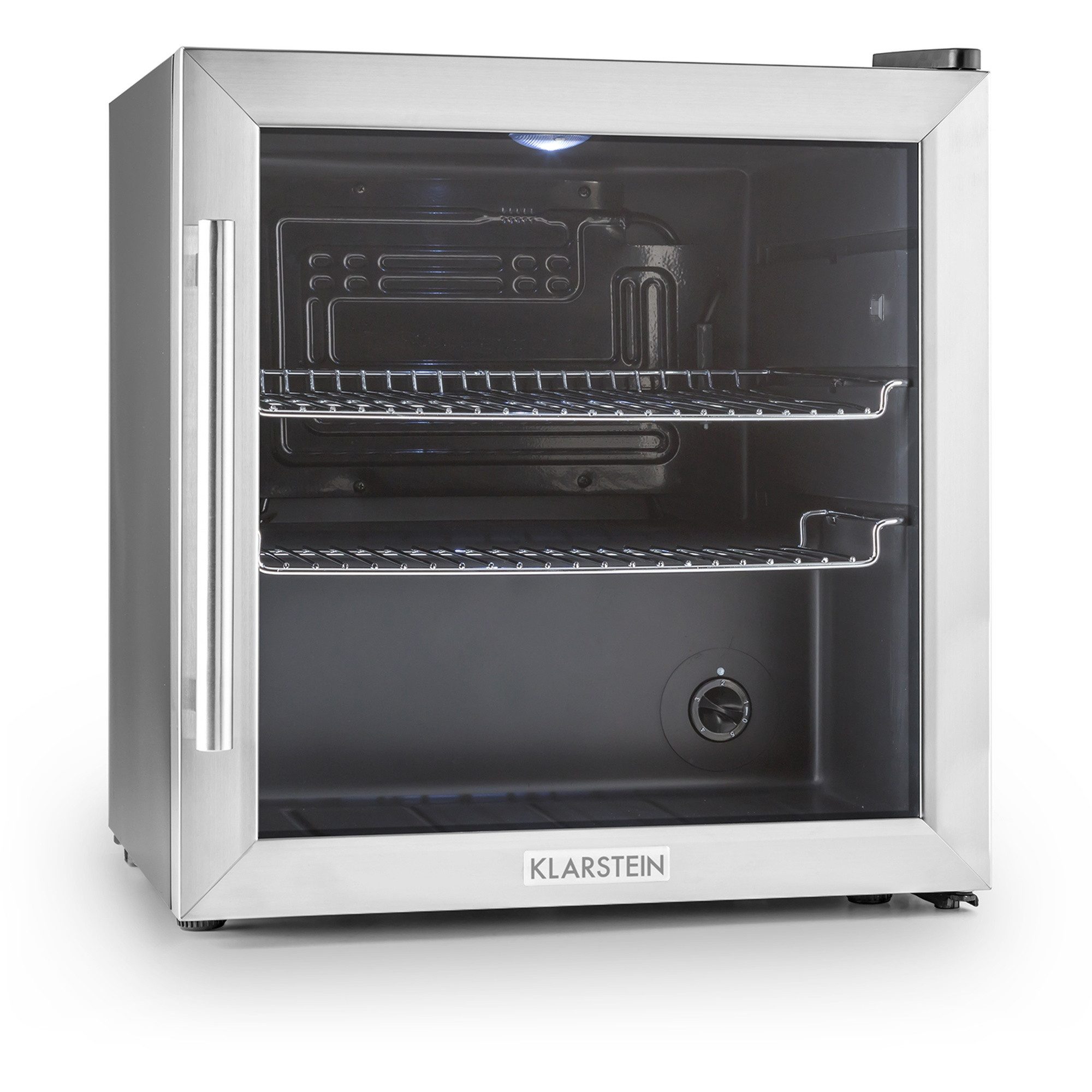 Klarstein Getränkekühlschrank Beersafe L, 50 cm hoch, 47.5 cm breit, Mini Kühlschrank ohne Gefrierfach klein Getränkekühlschrank Glastür
