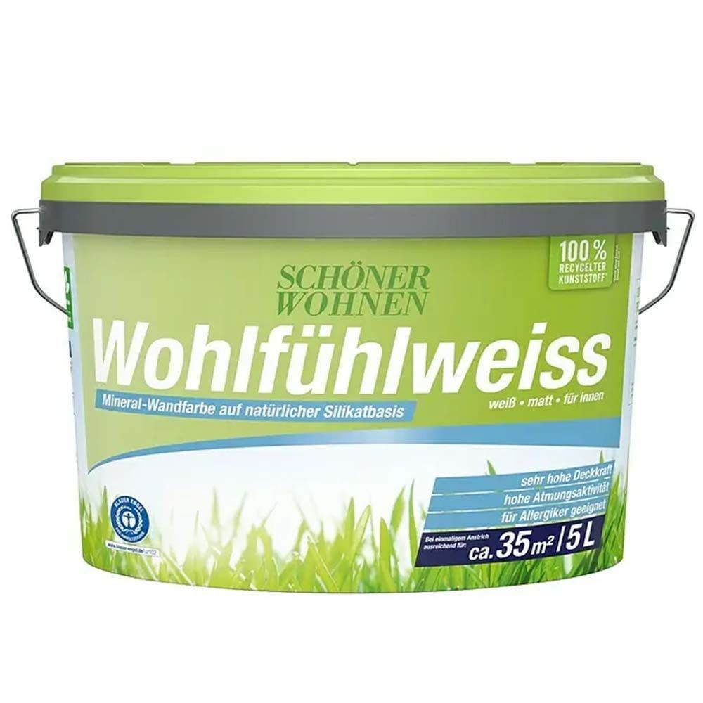 SCHÖNER WOHNEN FARBE Wandfarbe Schöner Wohnen Wohlfühlweiss 5,0 Ltr. weiss, Mineral-Wandfarbe