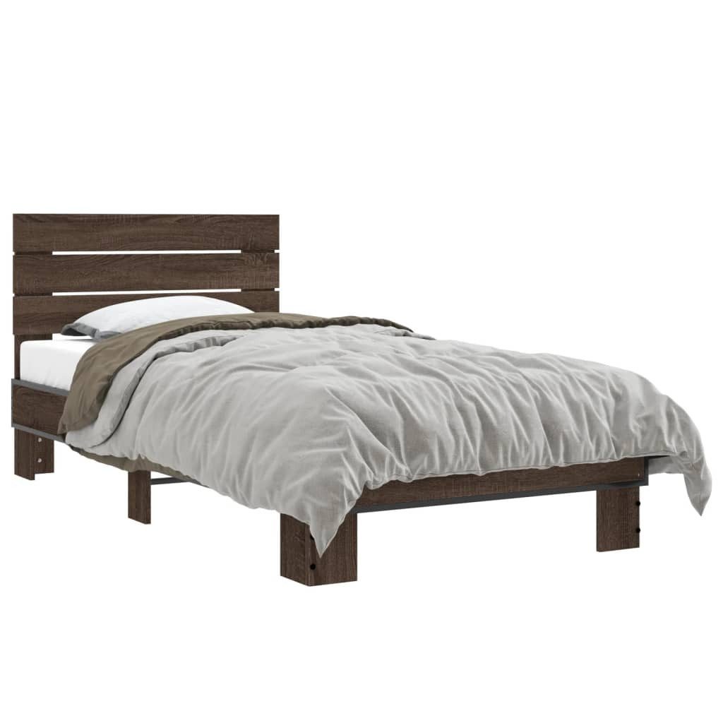vidaXL Bett Bettgestell Braun Eichen-Optik 90x190 günstig online kaufen