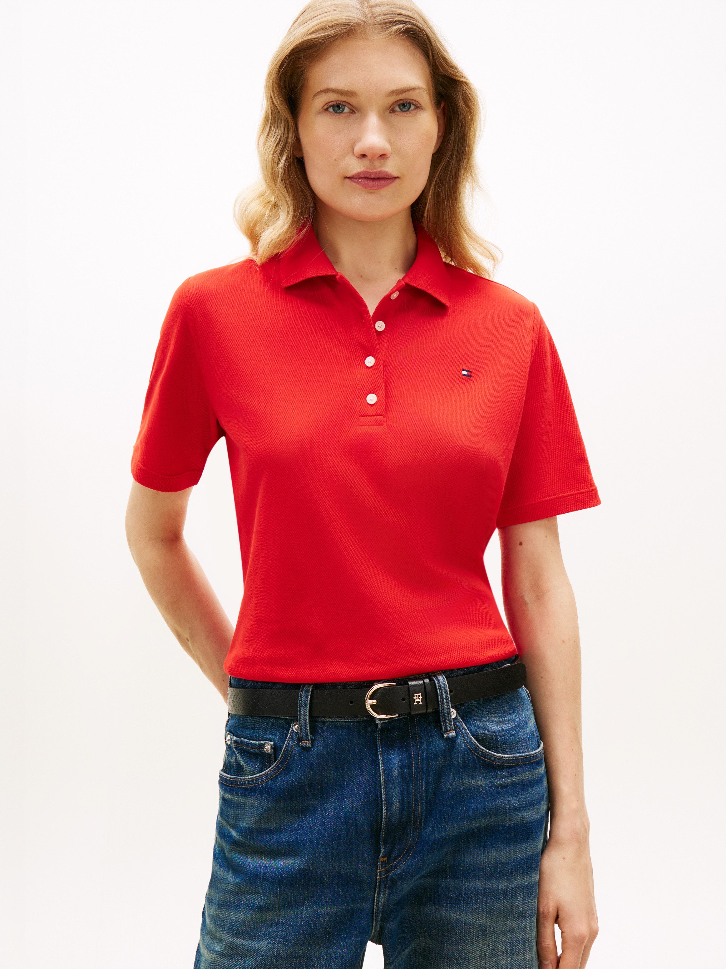 Tommy Hilfiger Poloshirt 1985 REG PIQUE POLO mit Logo-Stickerei, Seitenschlitze, Regular Fit